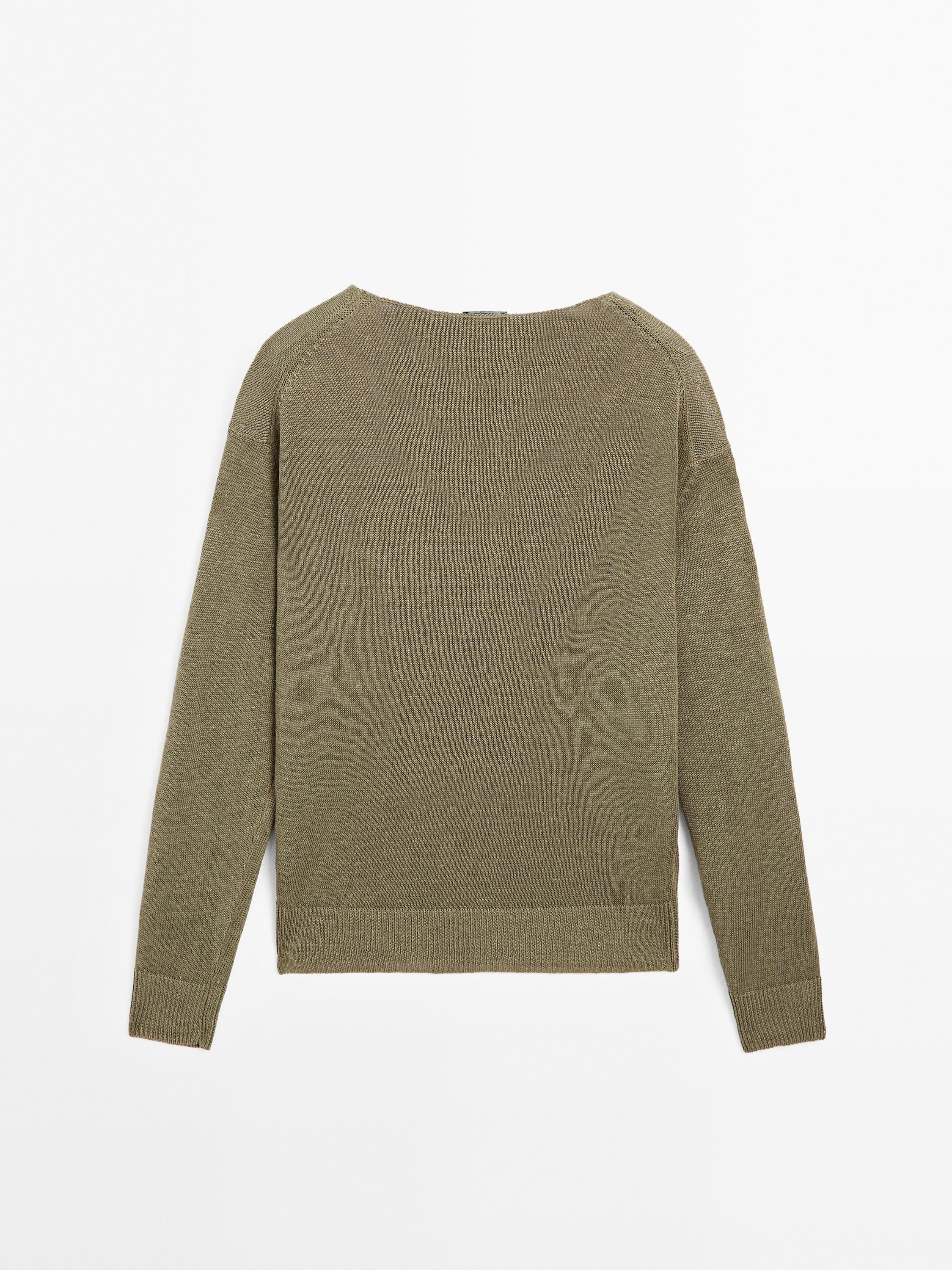 100% linen long sleeve knit sweater