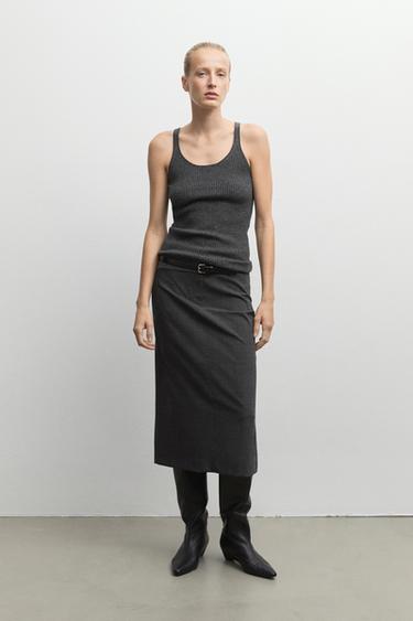 100% cashmere ribbed knit top — ANTHRACITE GREY 8