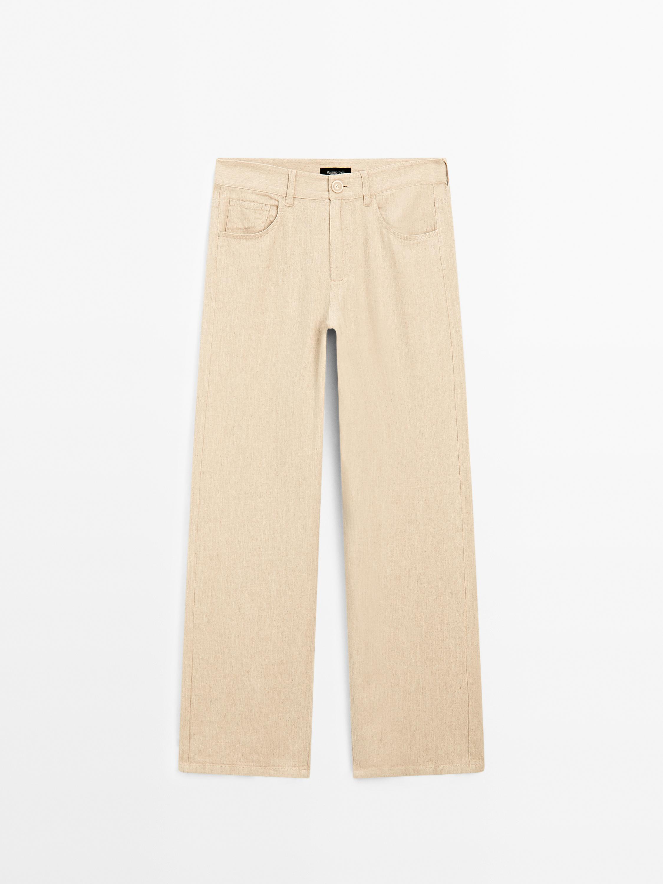 Pantalon droit lin mélangé