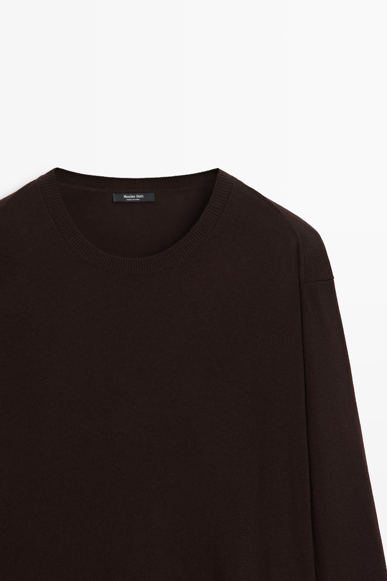 Draped-detail knit sweater — AUBERGINE