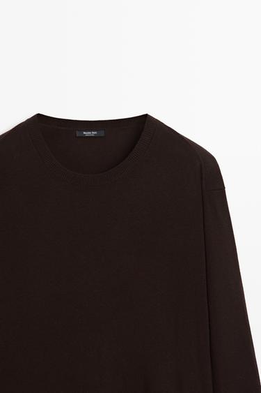 Draped-detail knit sweater — AUBERGINE 2