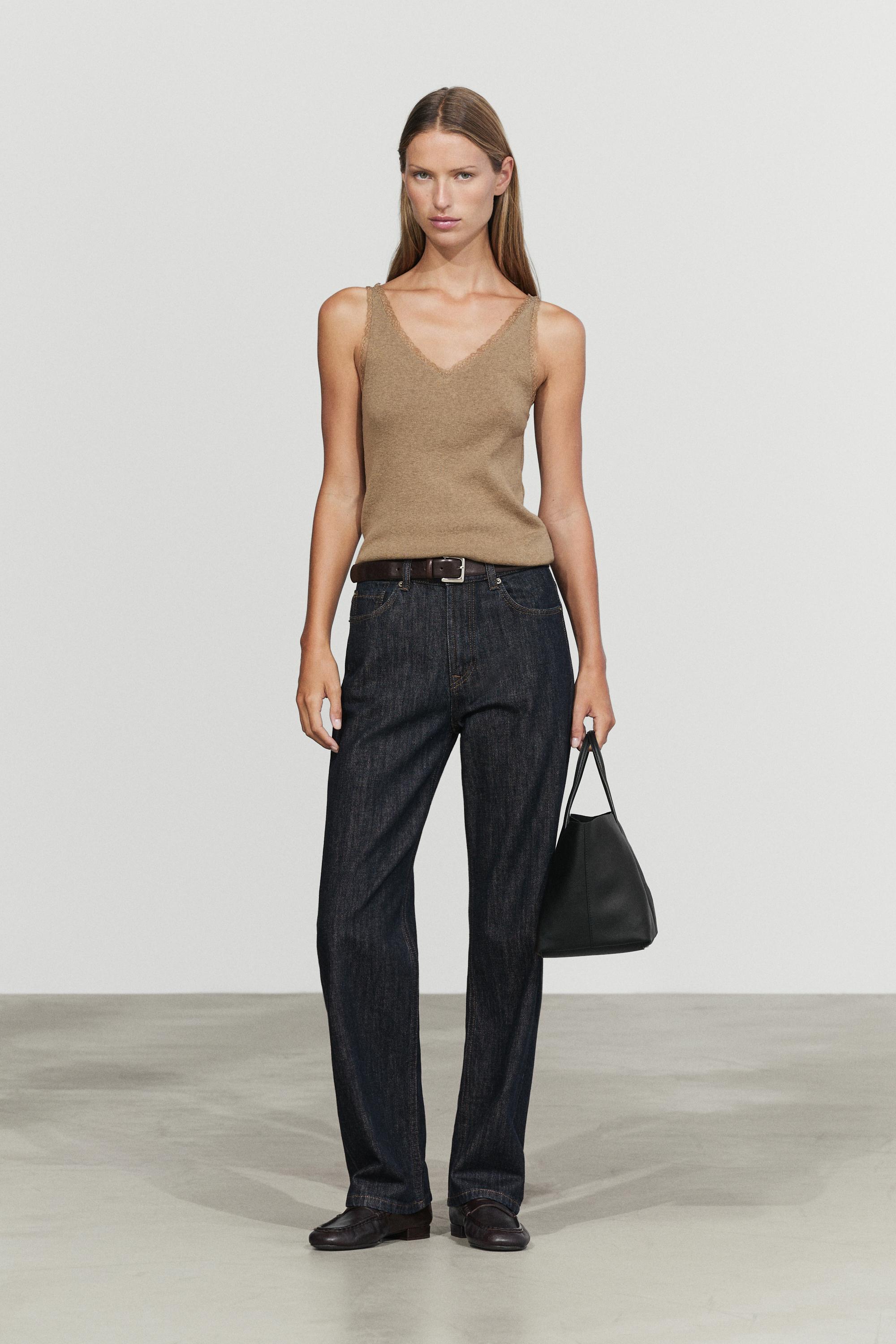 100% cotton lace detail camisole — OCHRE