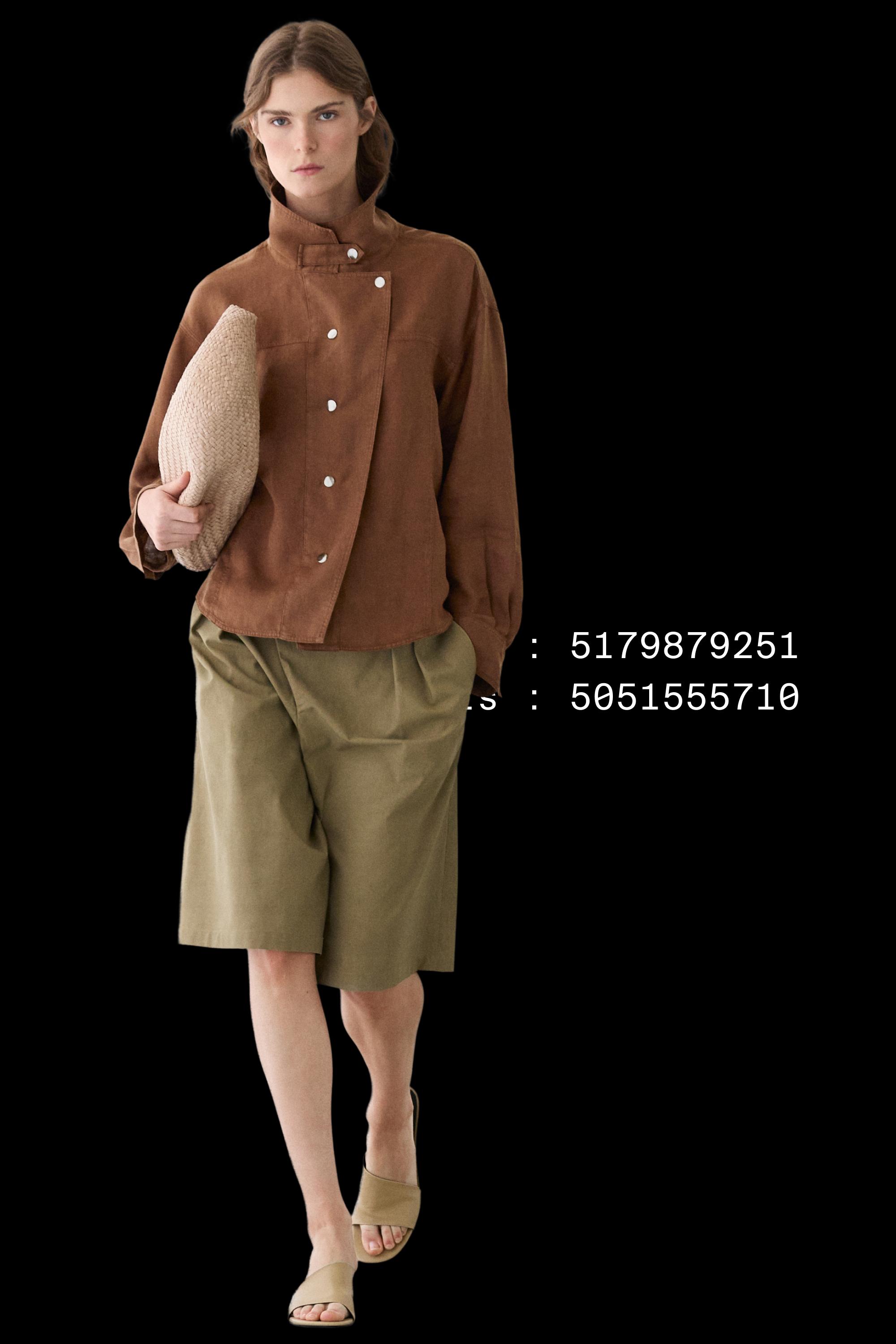 Melange linen suit Bermuda shorts — CAMEL