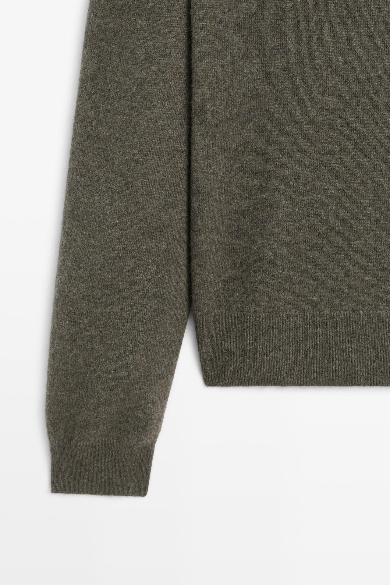 Knit 100% cashmere round neck sweater — MEDIUM KHAKI