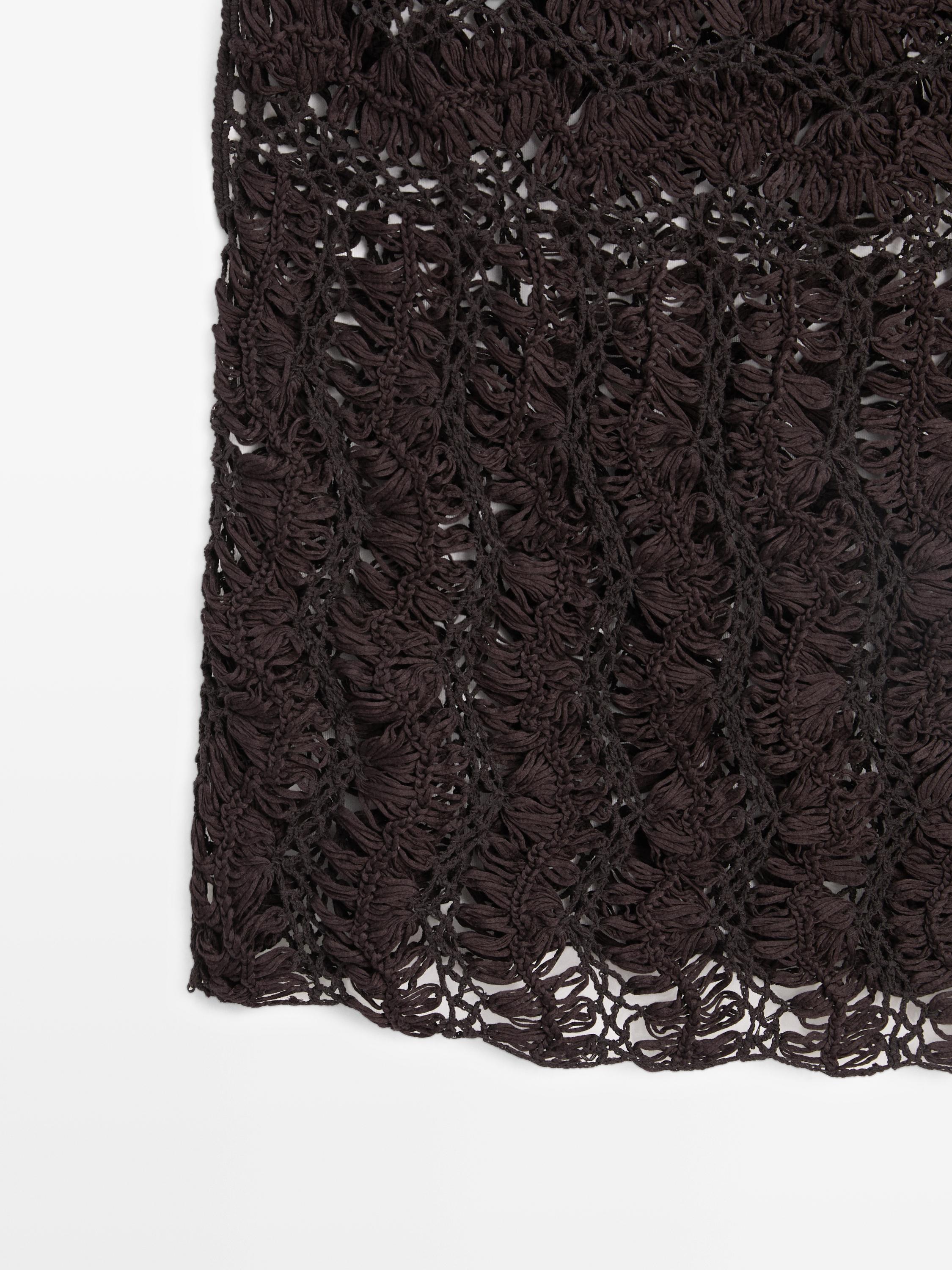 Crochet knit top — BROWN