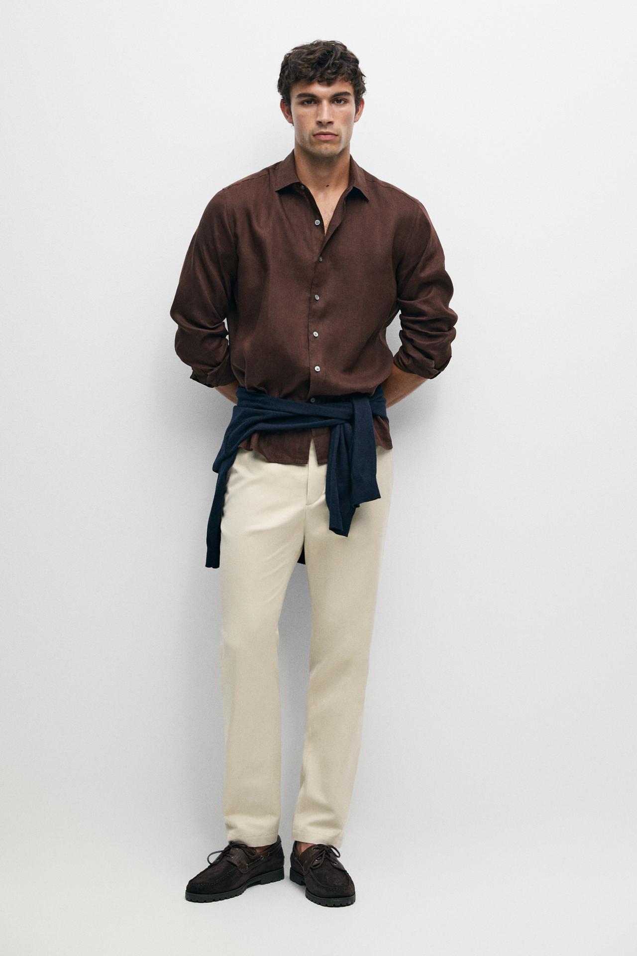 Cotton blend jogger fit pants — BEIGE