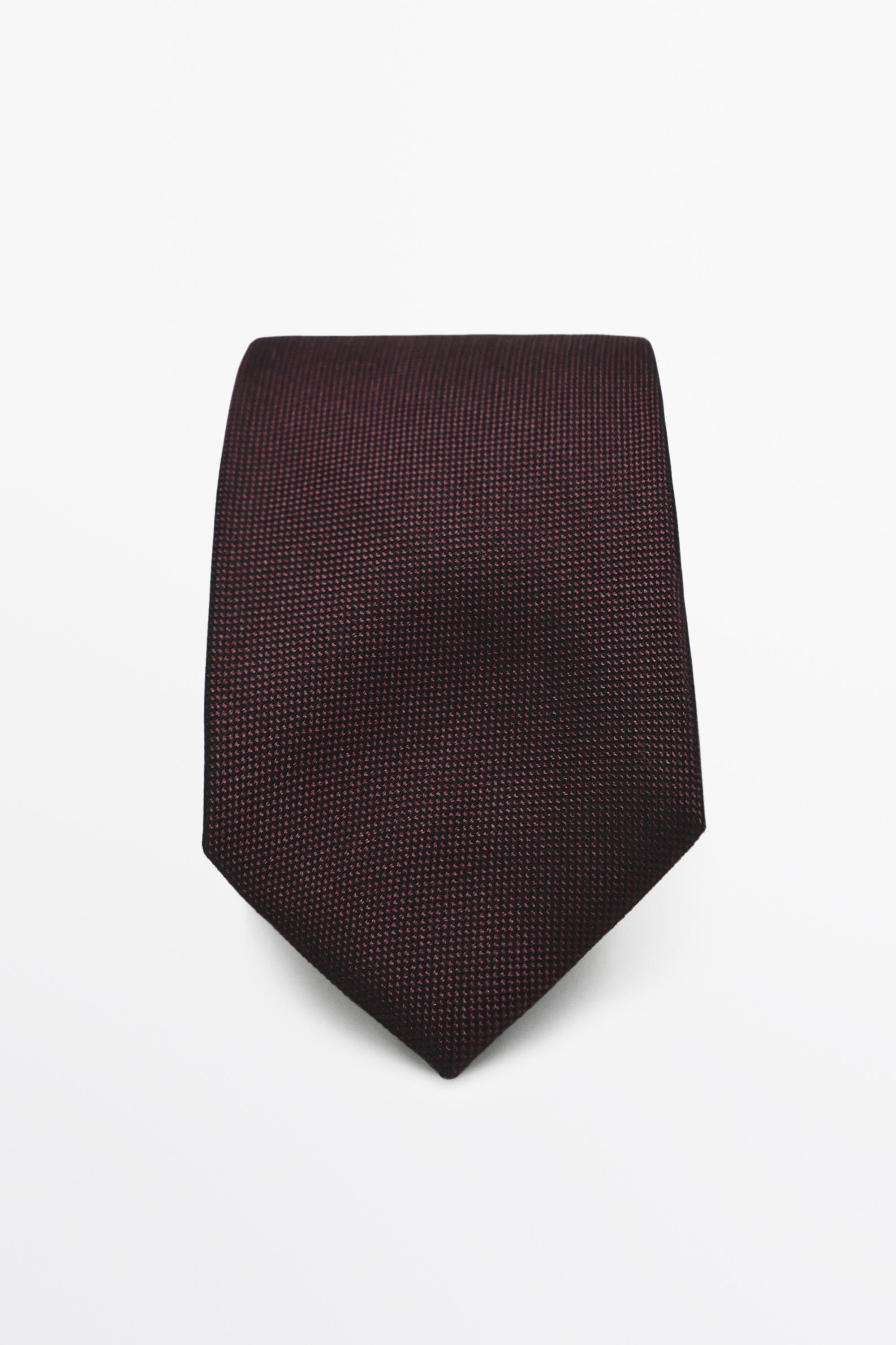 100% silk textured tie — BURGUNDY