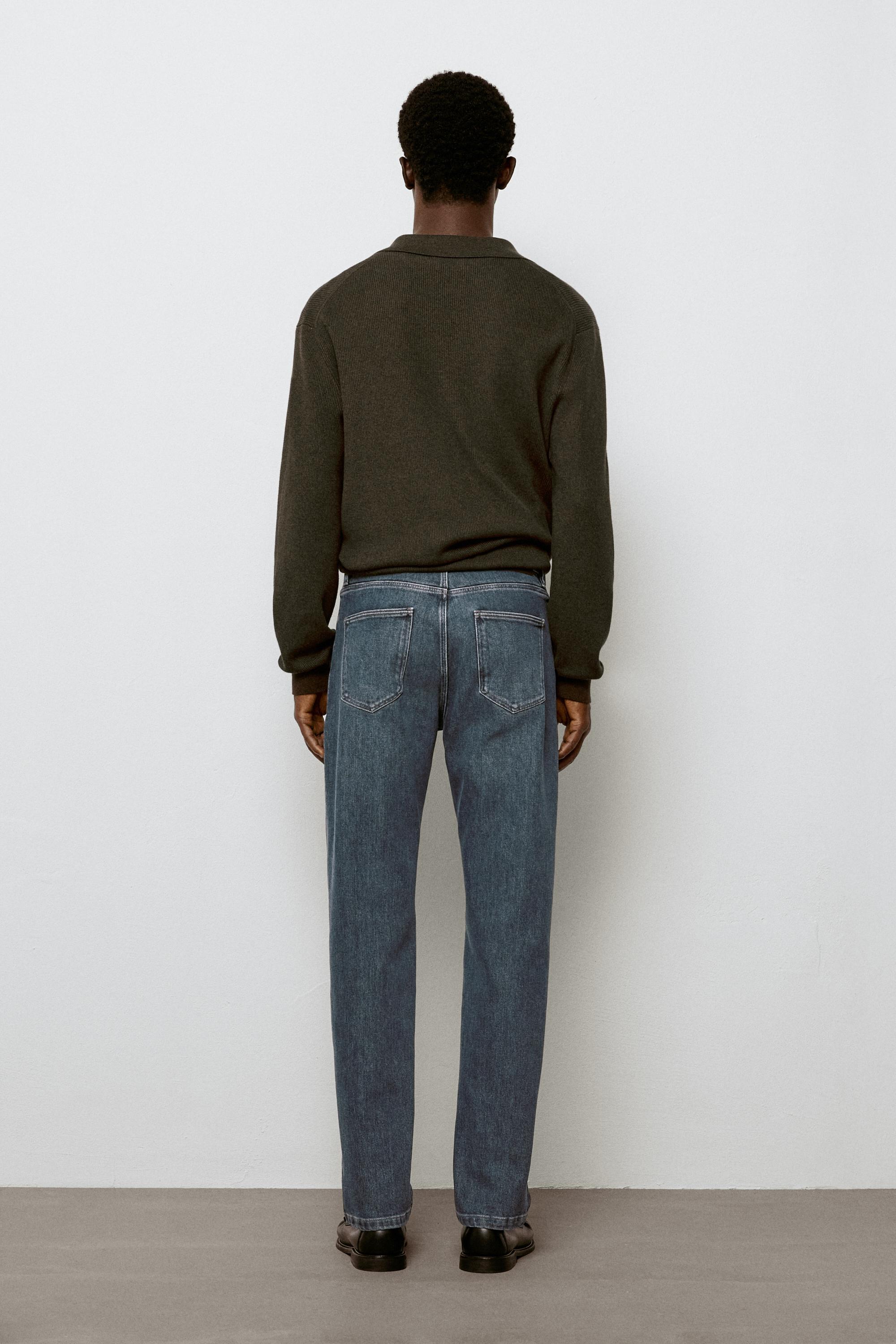 Enzymatic tapered fit jeans — DEEP BLUE