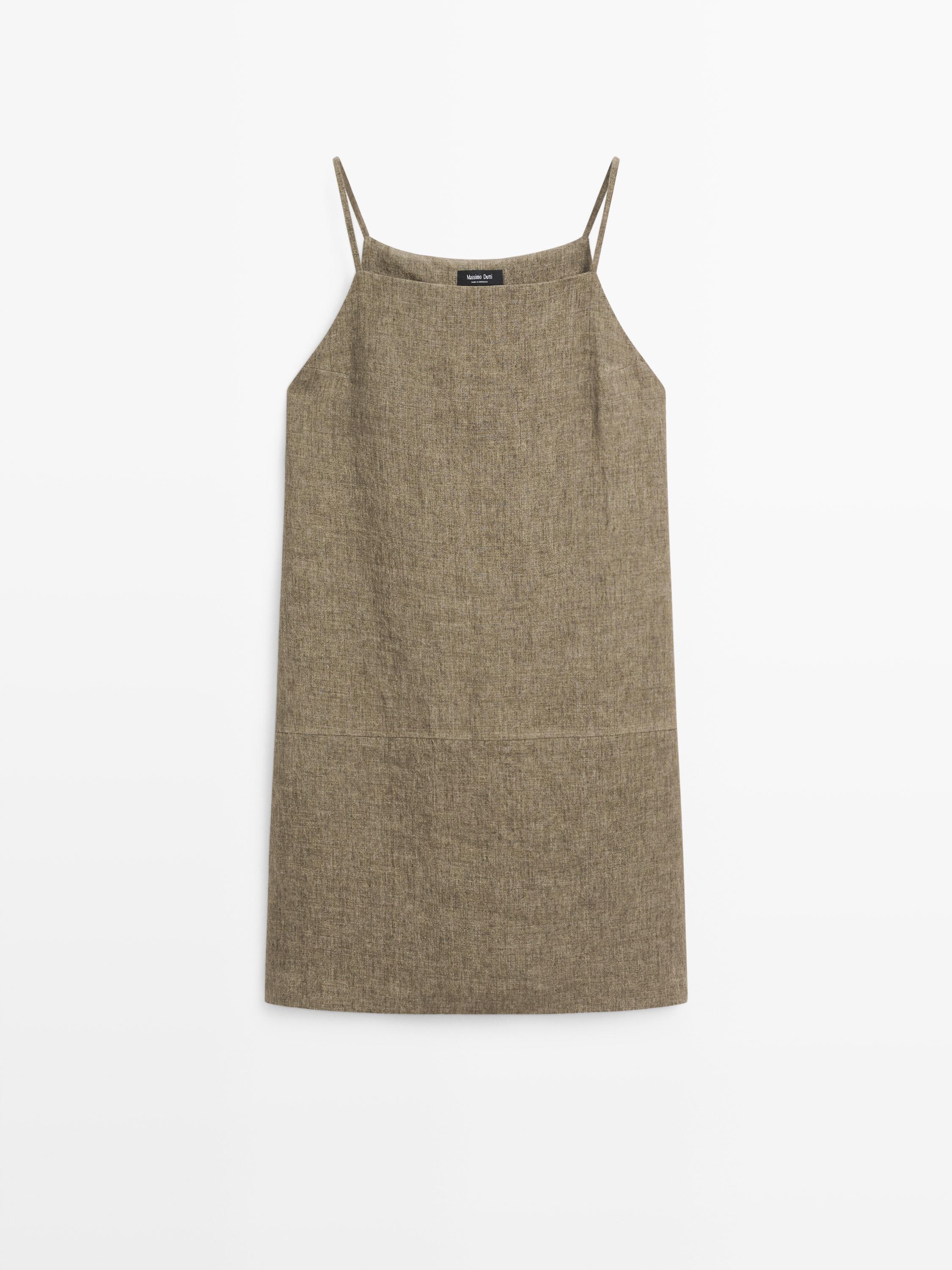 100% linen short dress