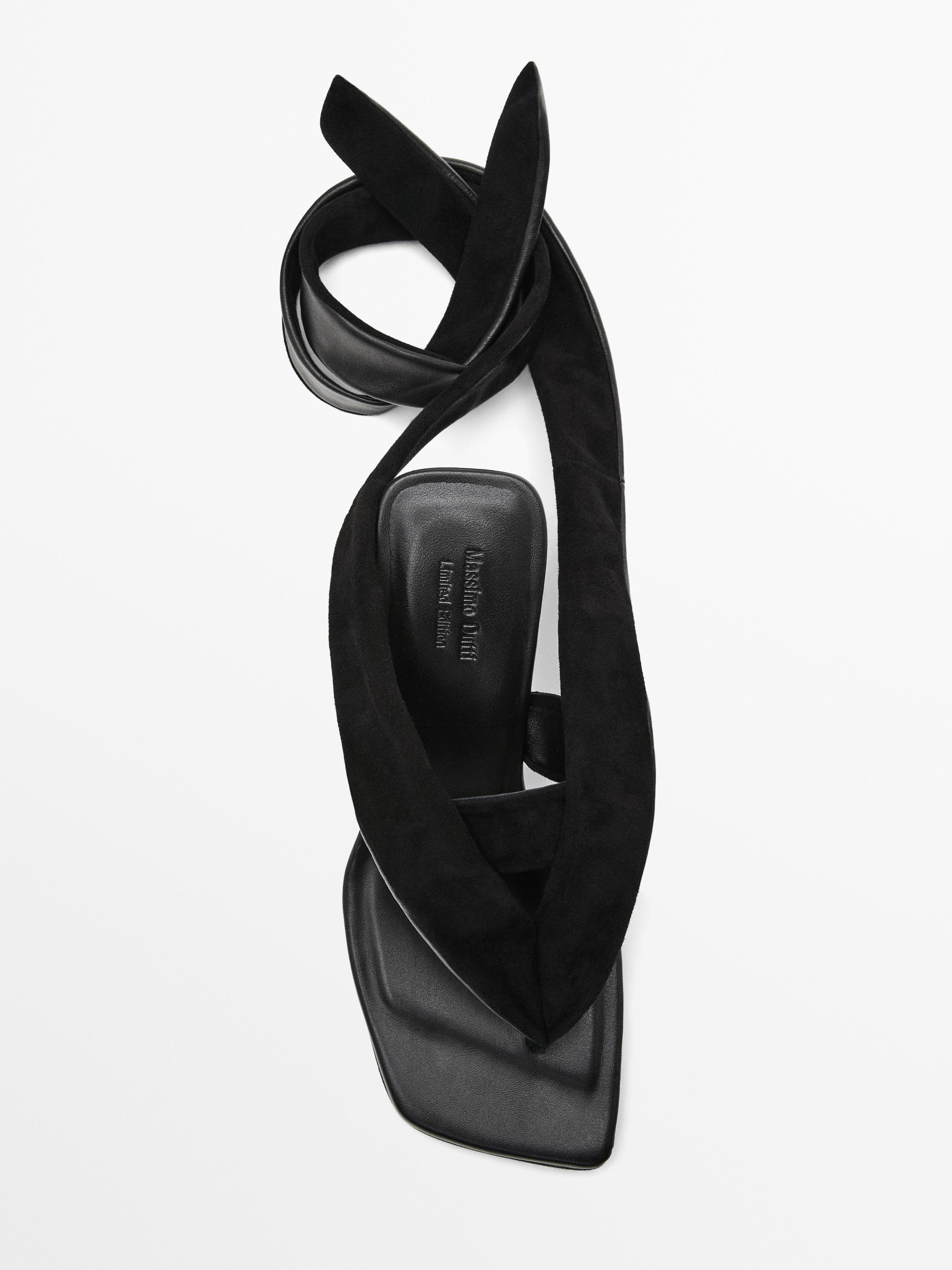 Suede high-heel sandals with tie detail - Limited Edition