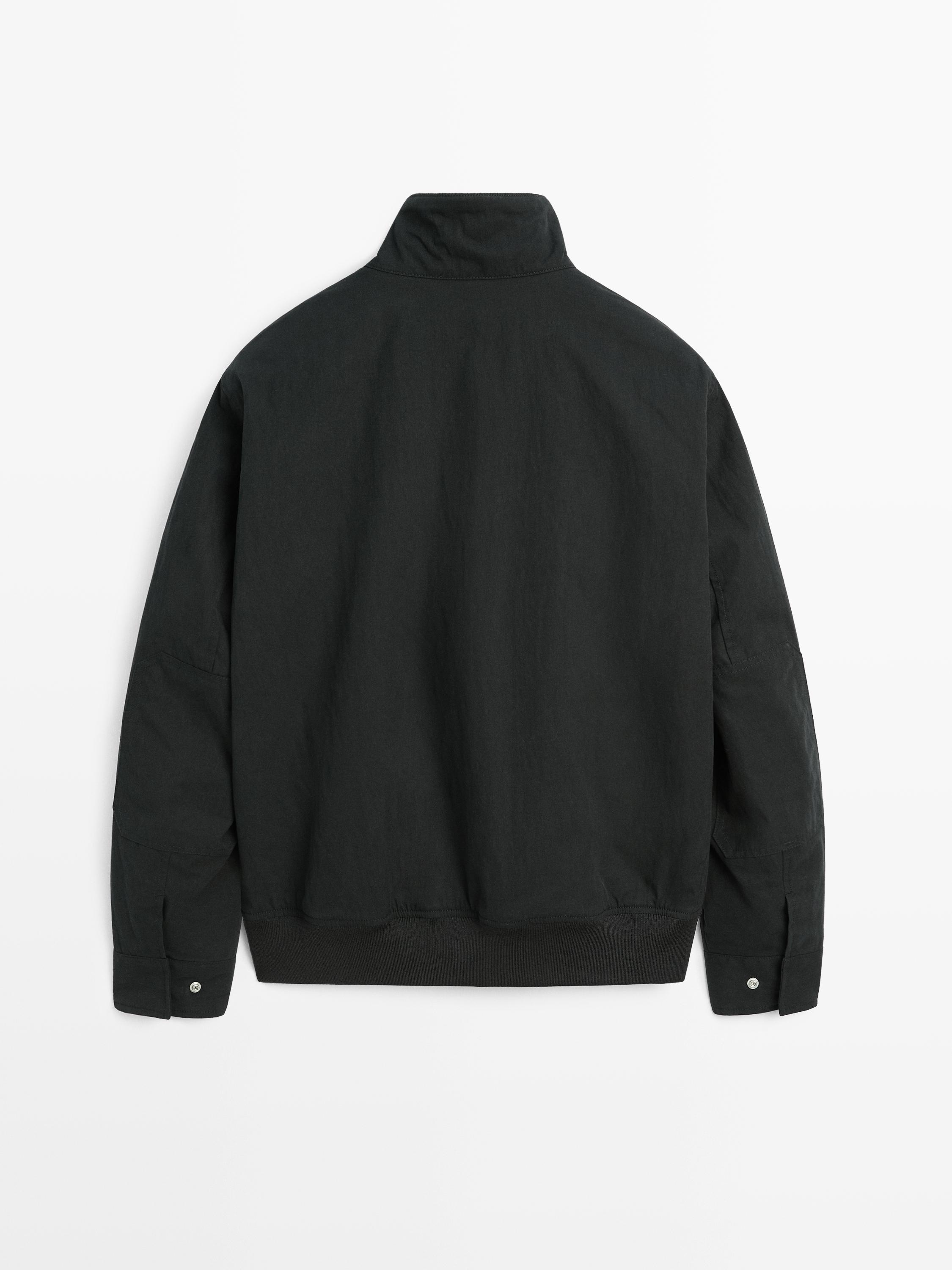 Peach-effect jacket with elbow patch details