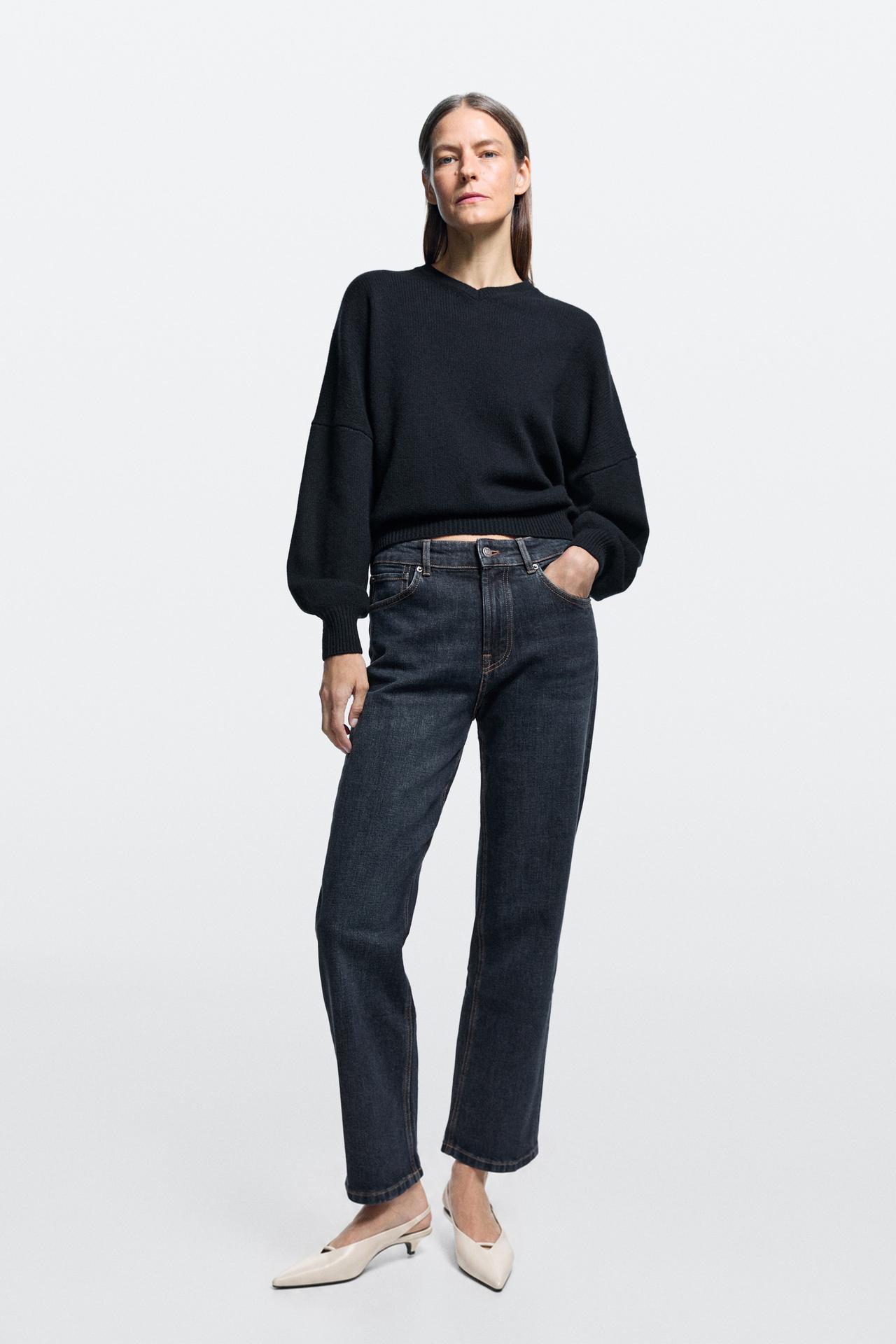 High-waist cropped straight-leg jeans — MEDIUM BLUE