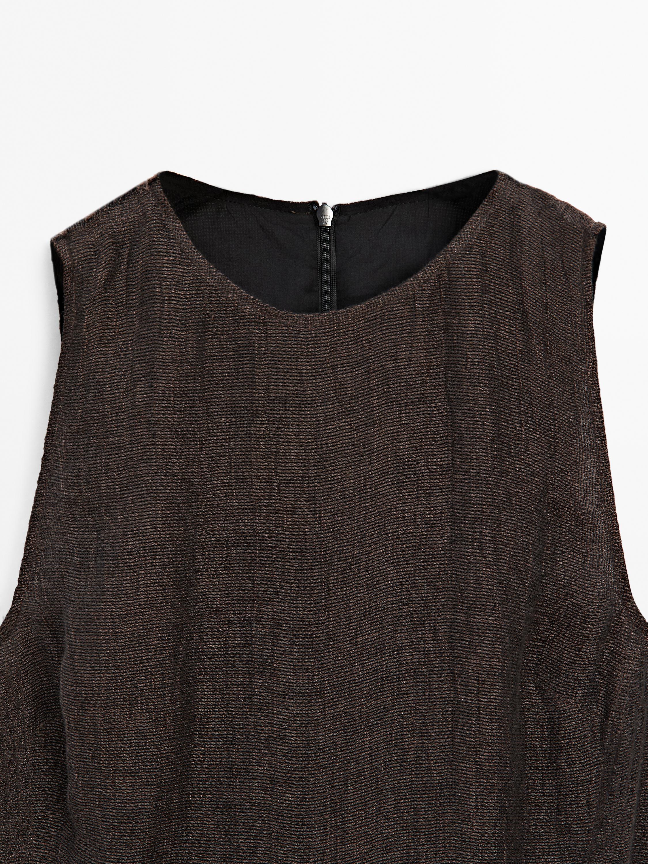 Robe midi 100 % lin finition effilochée