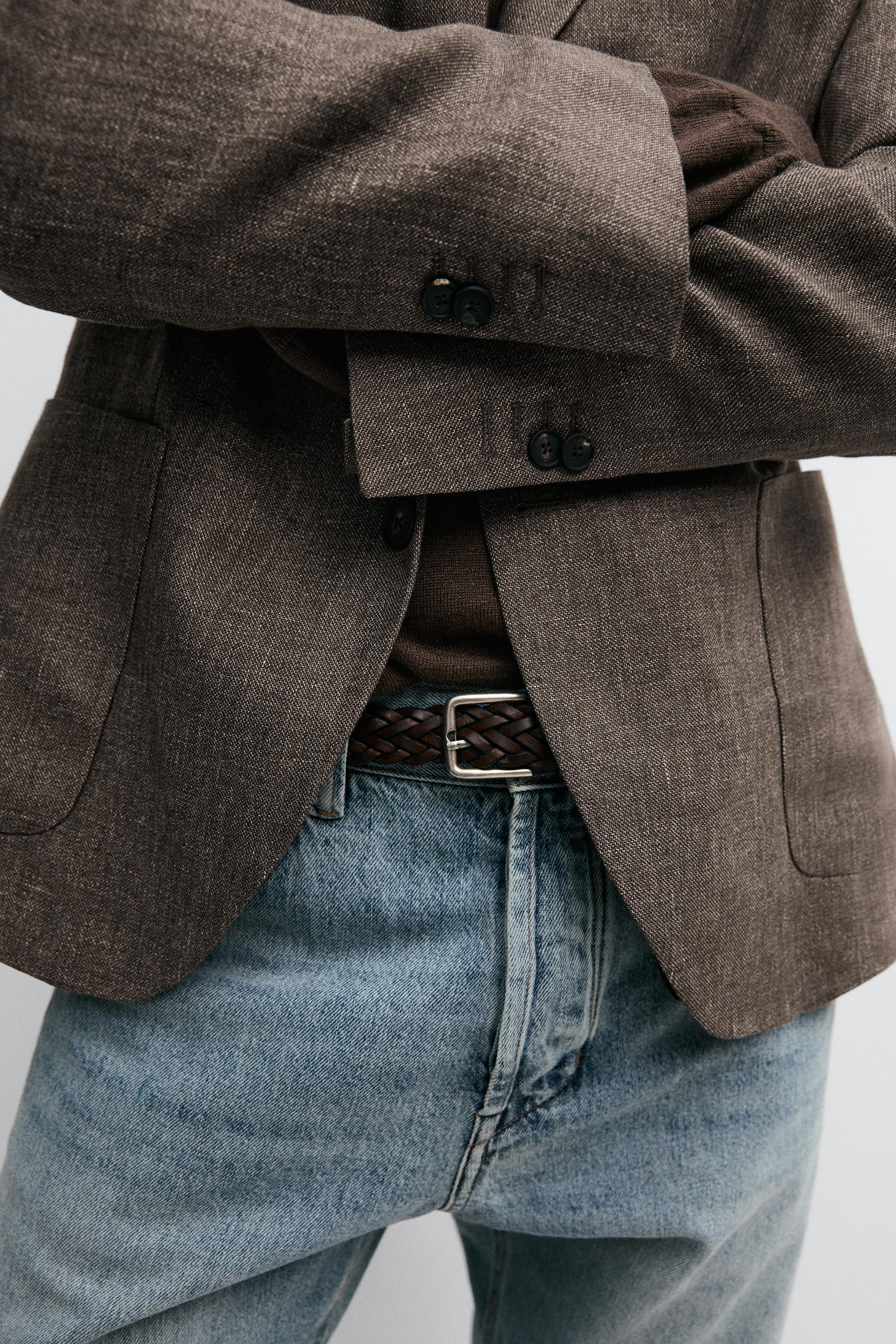 100% linen tailored marl blazer — BEIGE MARL
