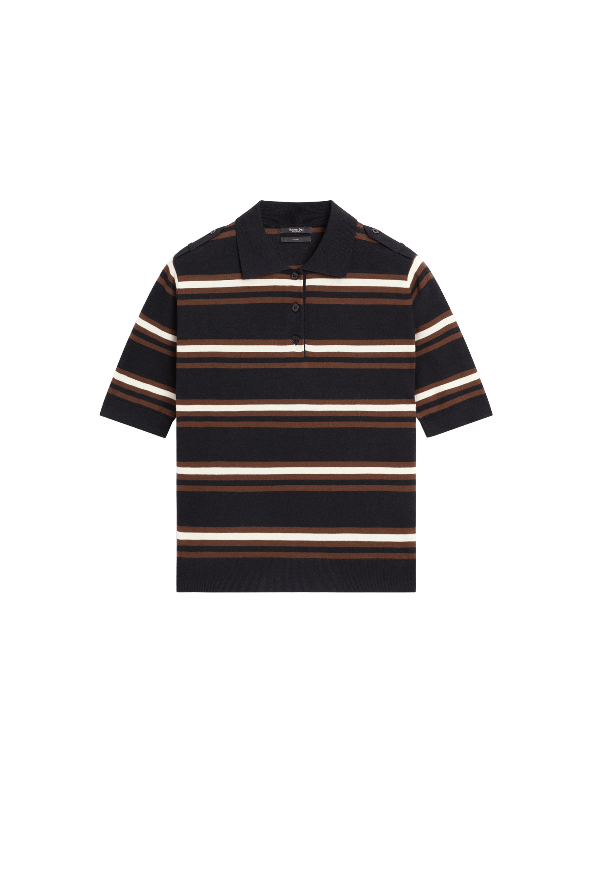 Massimo Dutti %100 pamuklu çizgili triko polo görsel 4