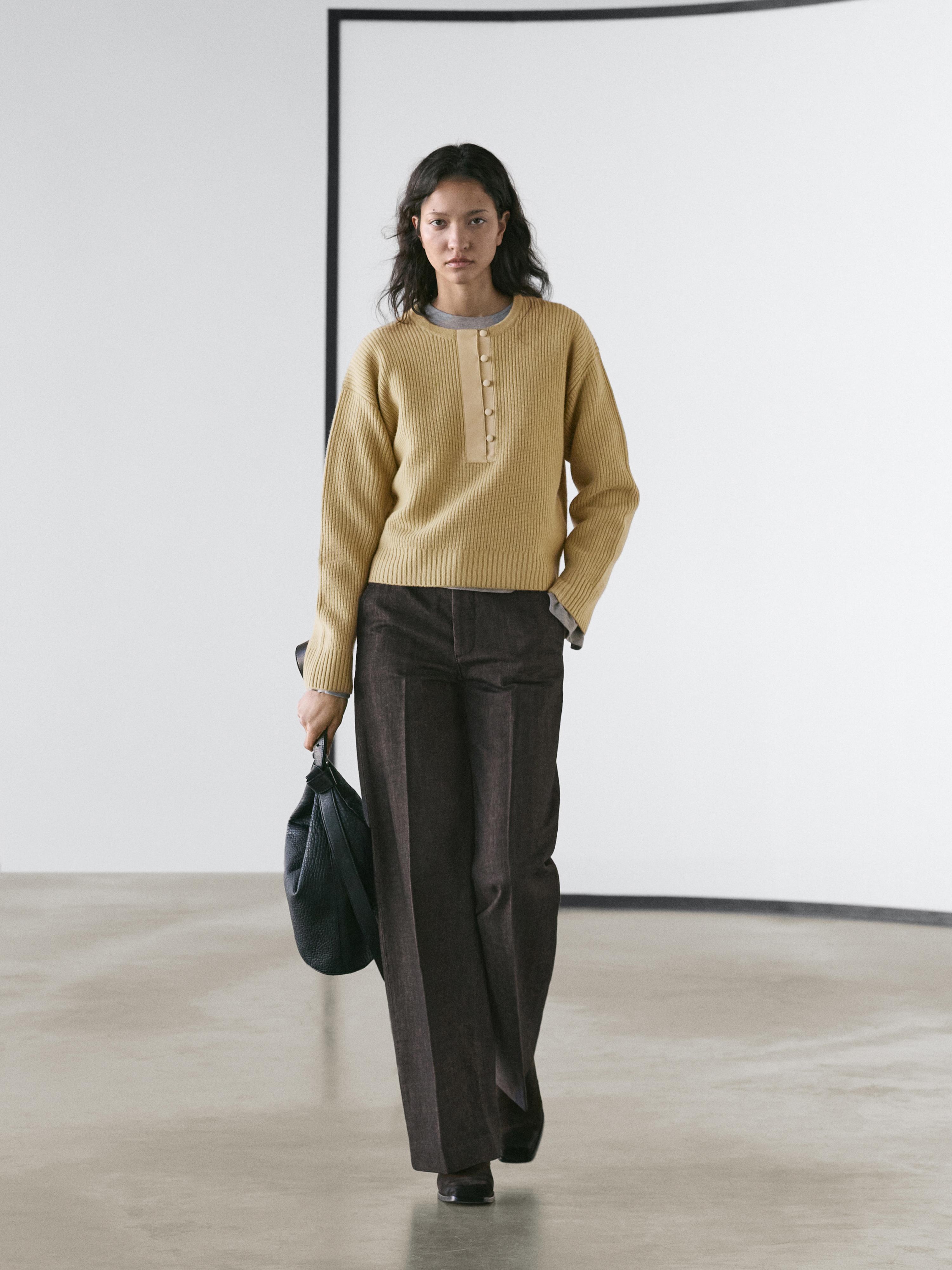 Wool blend knit sweater — MUSTARD YELLOW