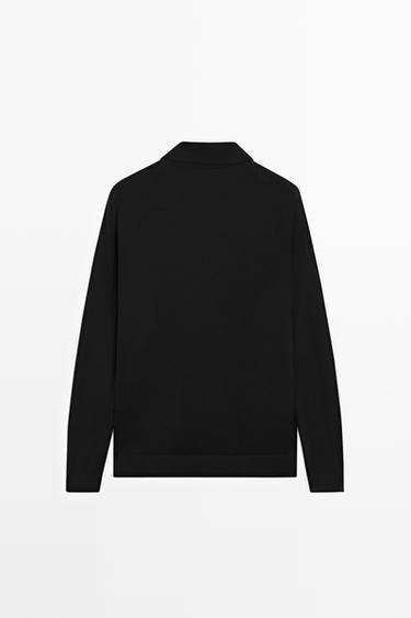 100% merino wool knit polo sweater — BLACK 6