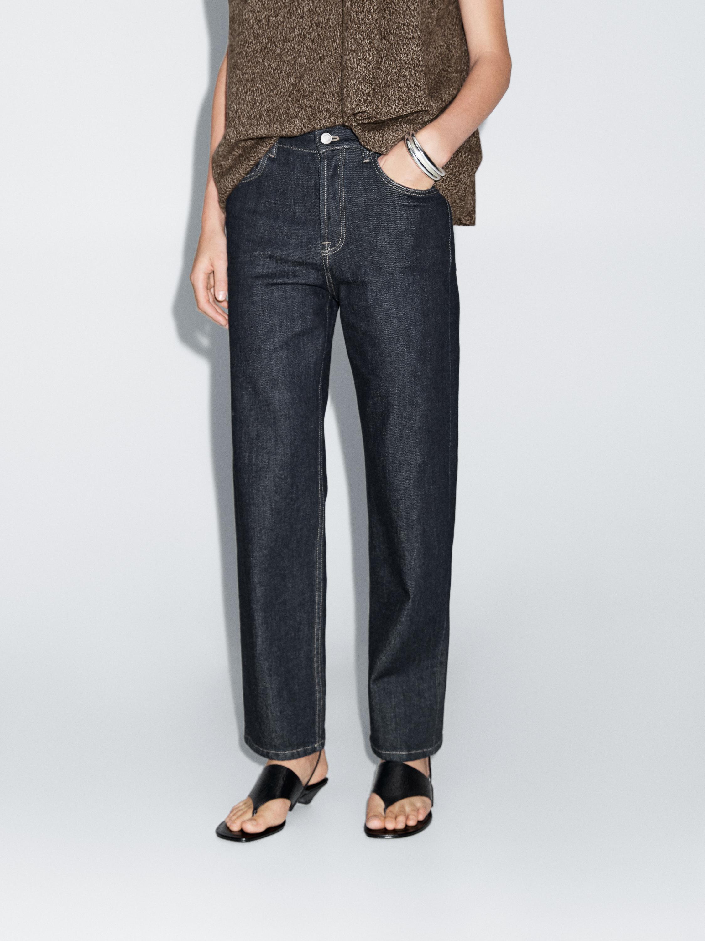 High-waist straight-leg cropped comfort jeans