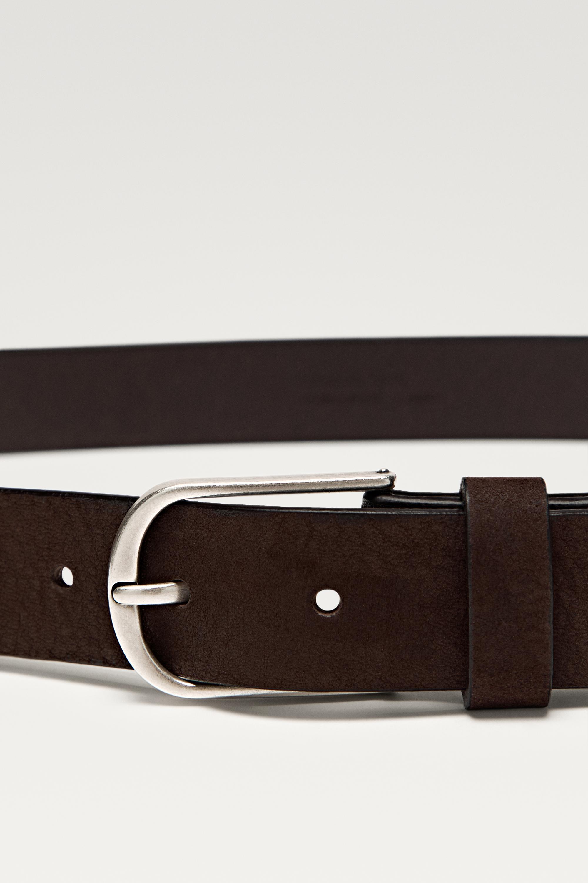 Nubuck leather belt — BROWN