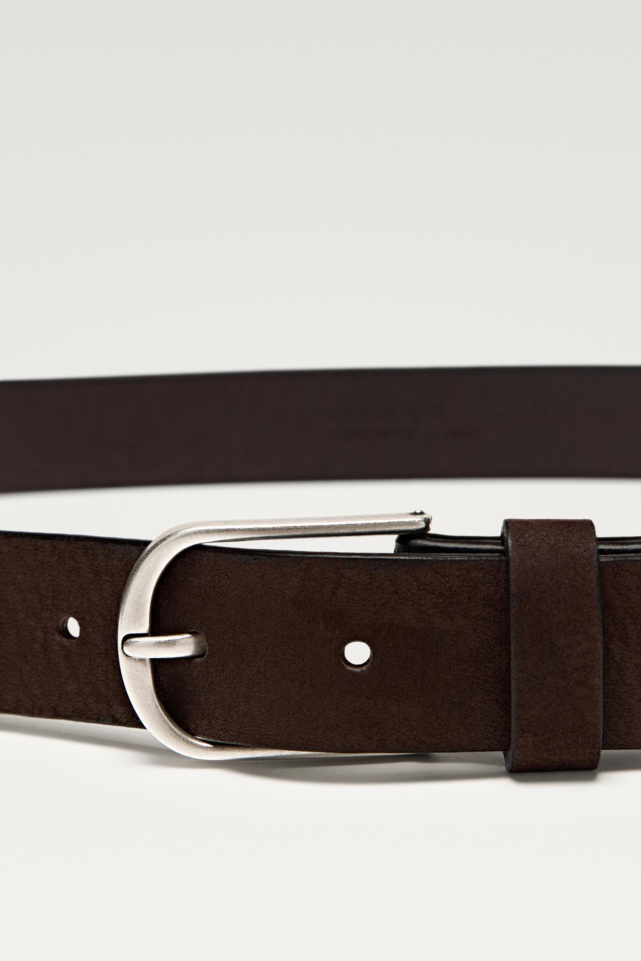 Nubuck leather belt — BROWN
