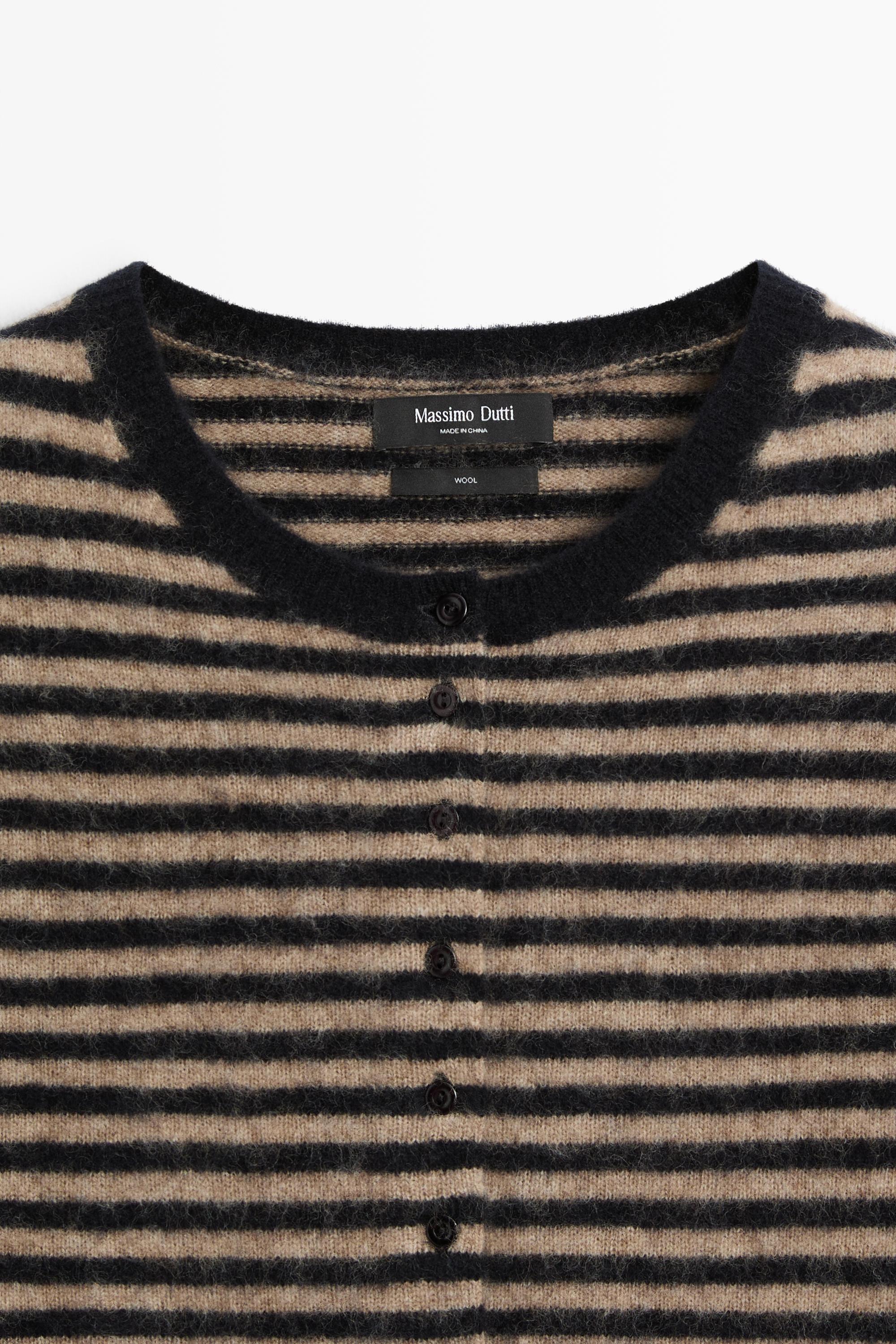 100% wool short sleeve knit cardigan — DARK BLUE