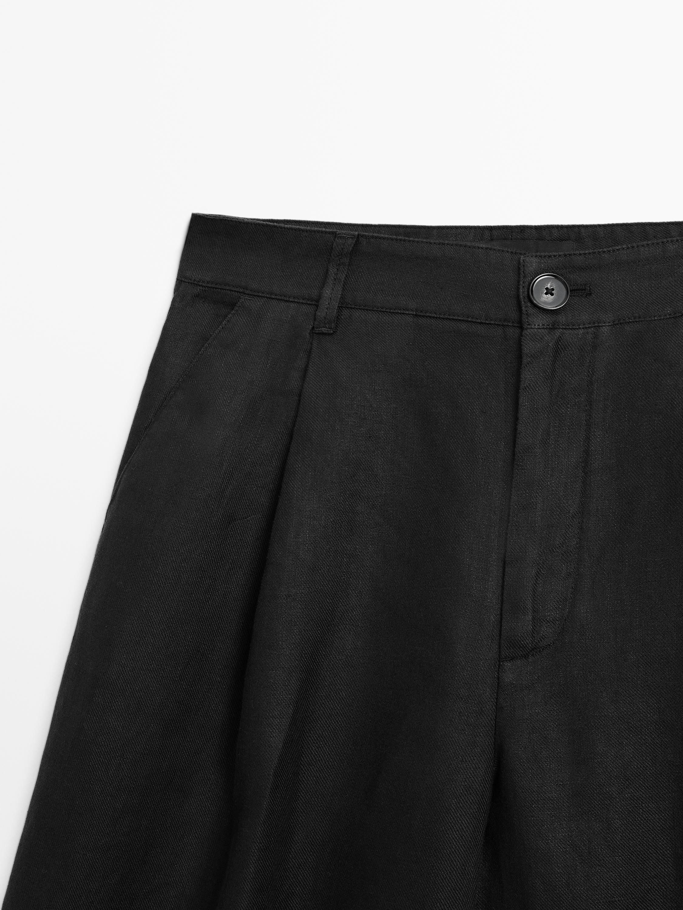 Pantalón tiro medio wide 100% lino