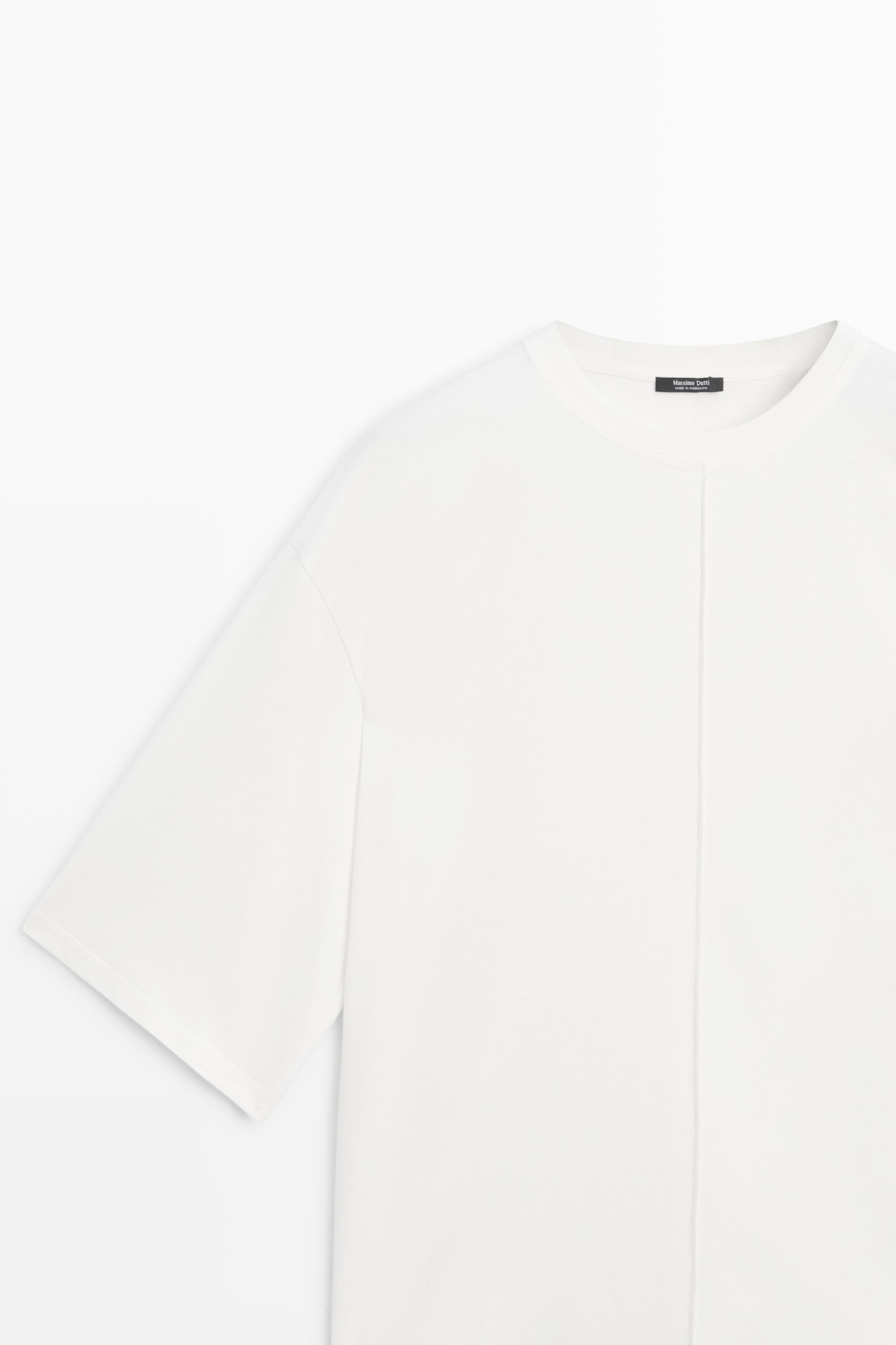 100% cotton short sleeve seamed T-shirt — Off white