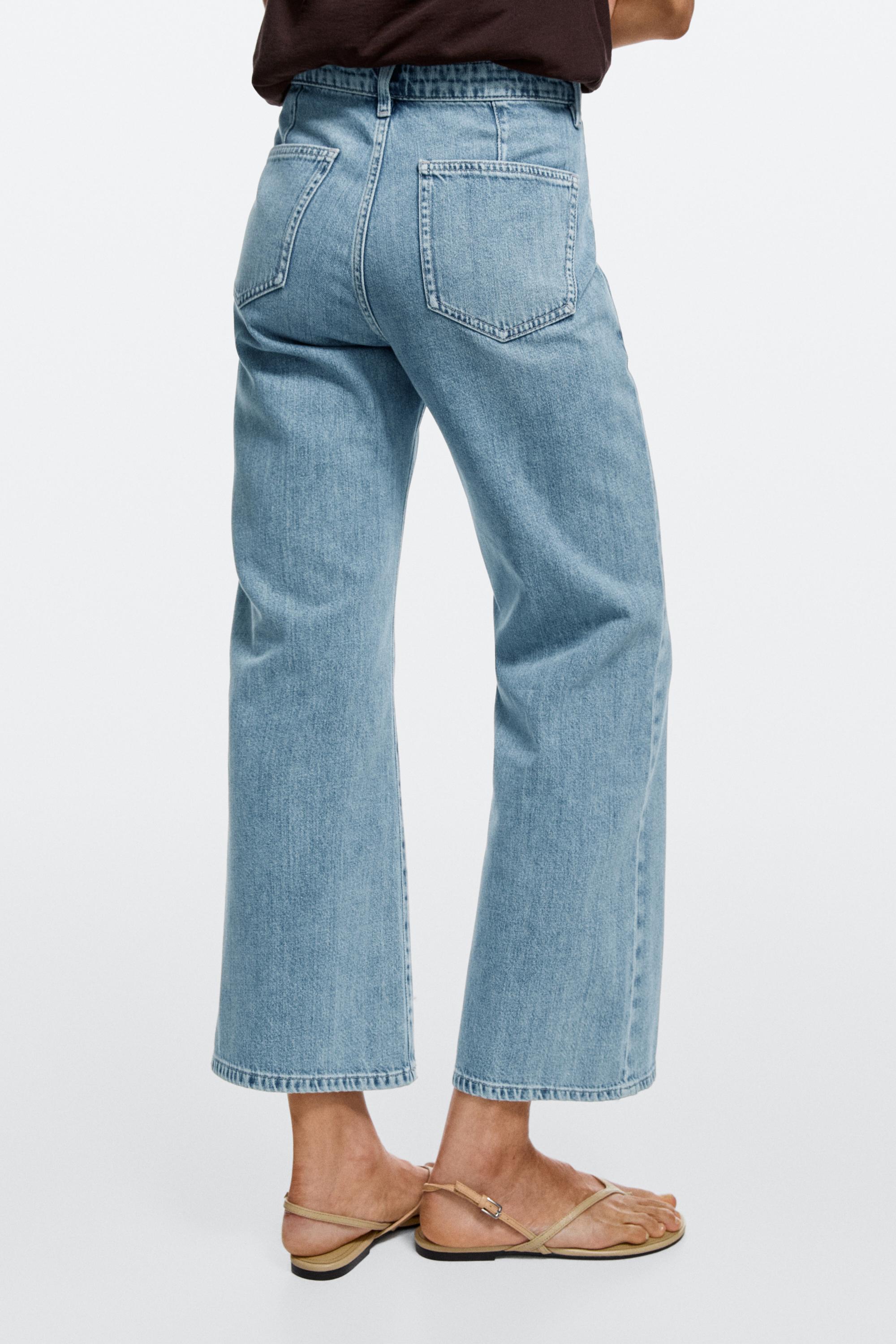 High-waist cropped flare jeans — Light Blue