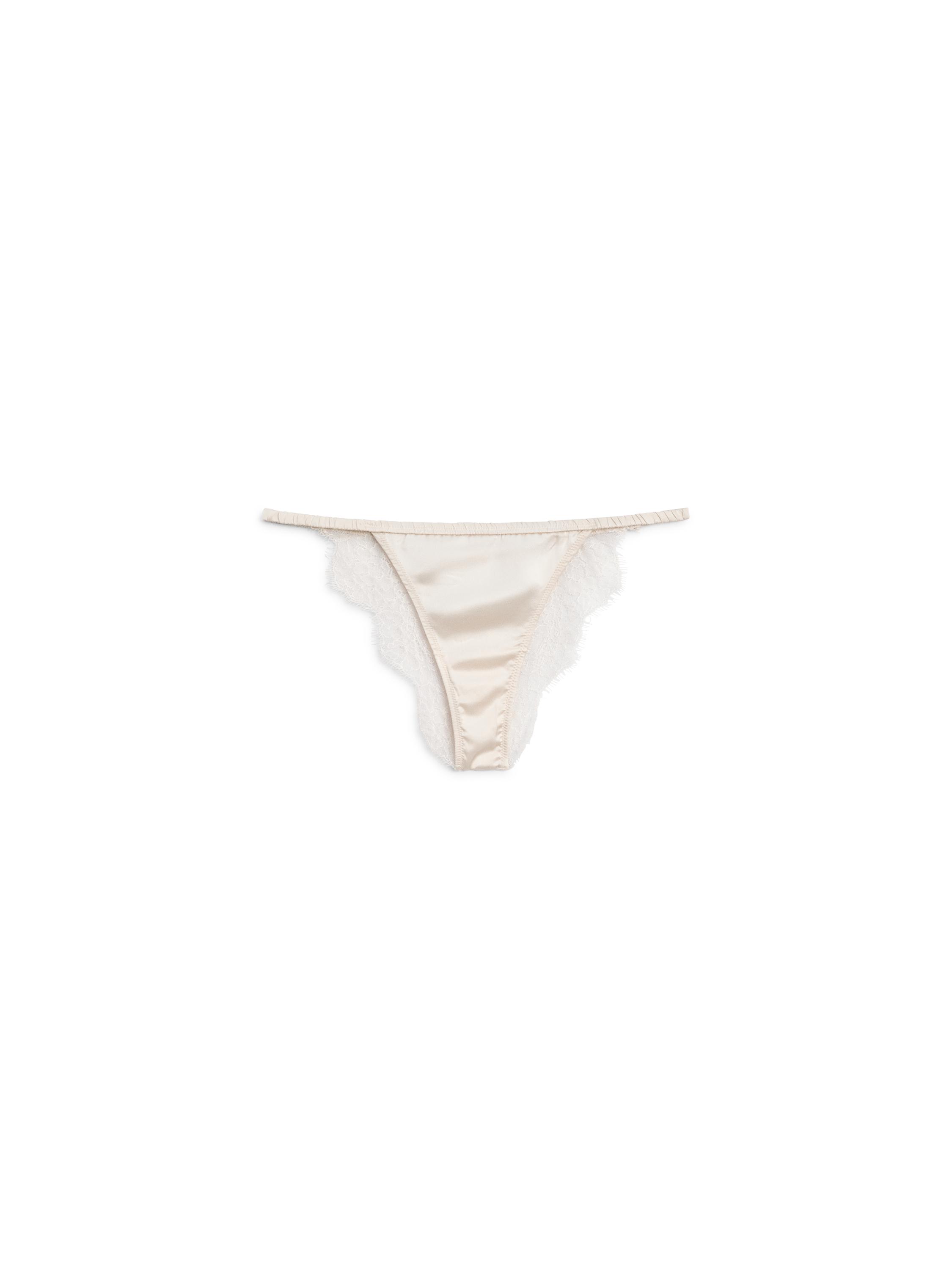 Silk briefs with lace detail — CREAM