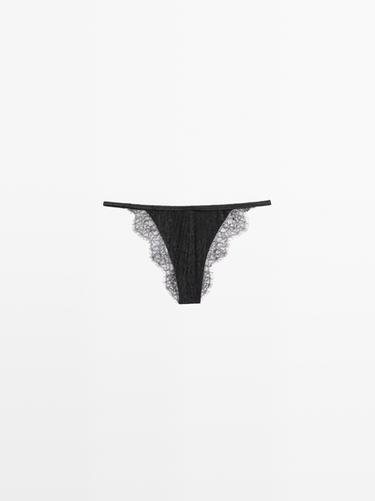 Silk briefs with lace detail — BLACK 4