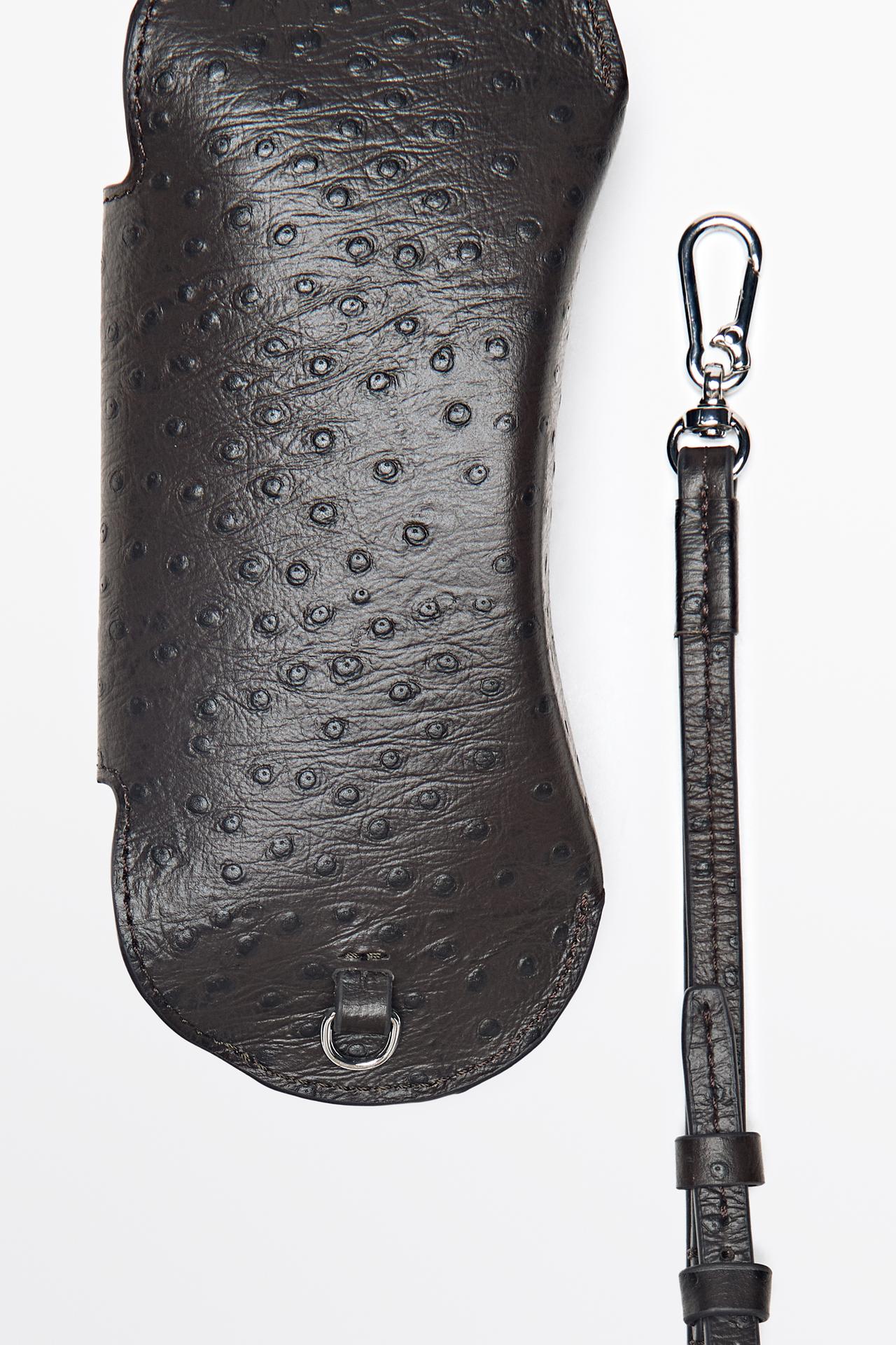 Textured nappa leather glasses case — BROWN