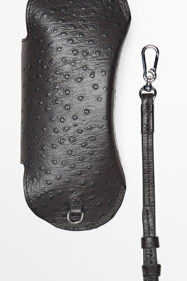 Textured nappa leather glasses case — BROWN 3