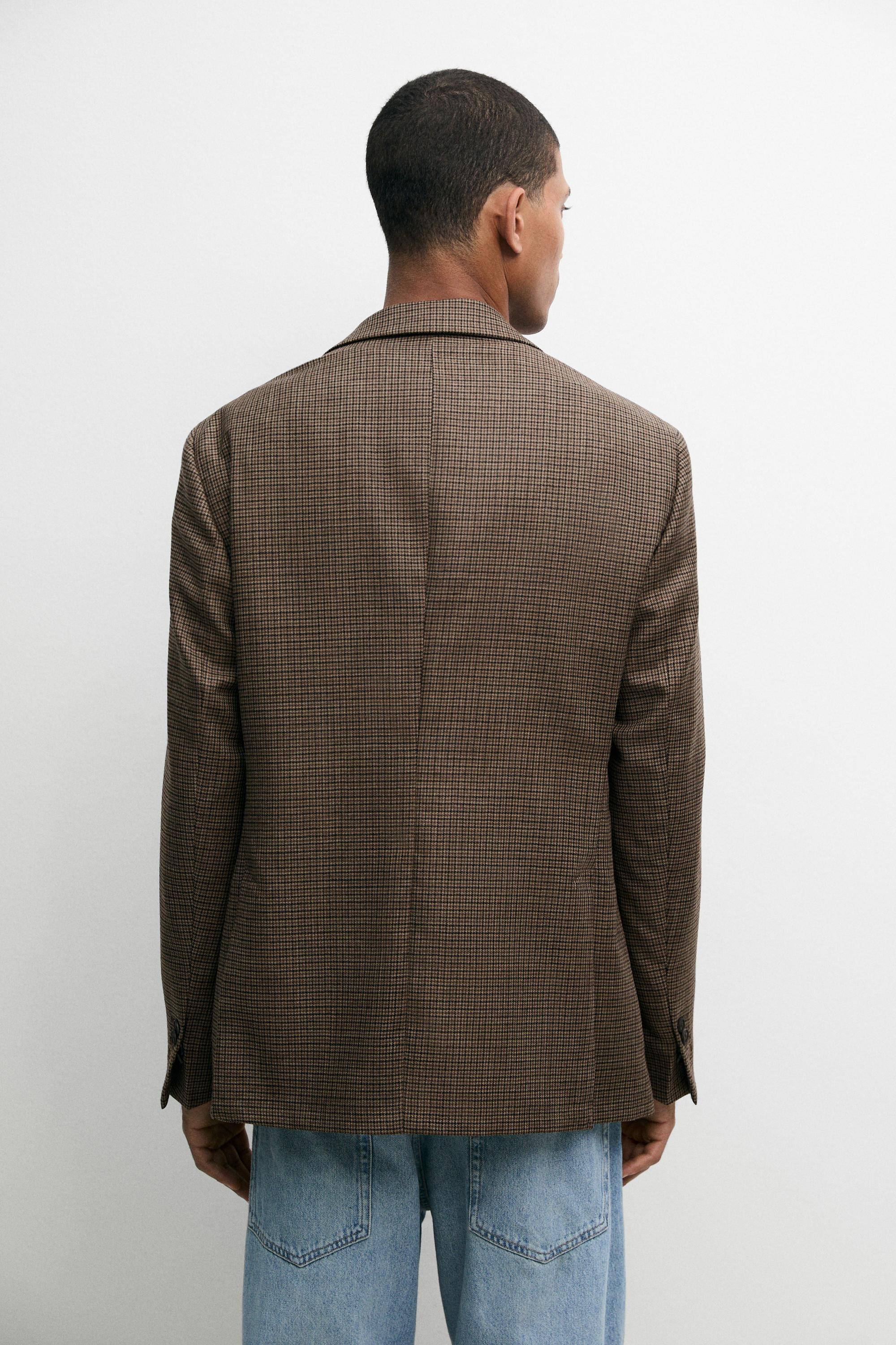 100% wool houndstooth blazer — BEIGE MARL