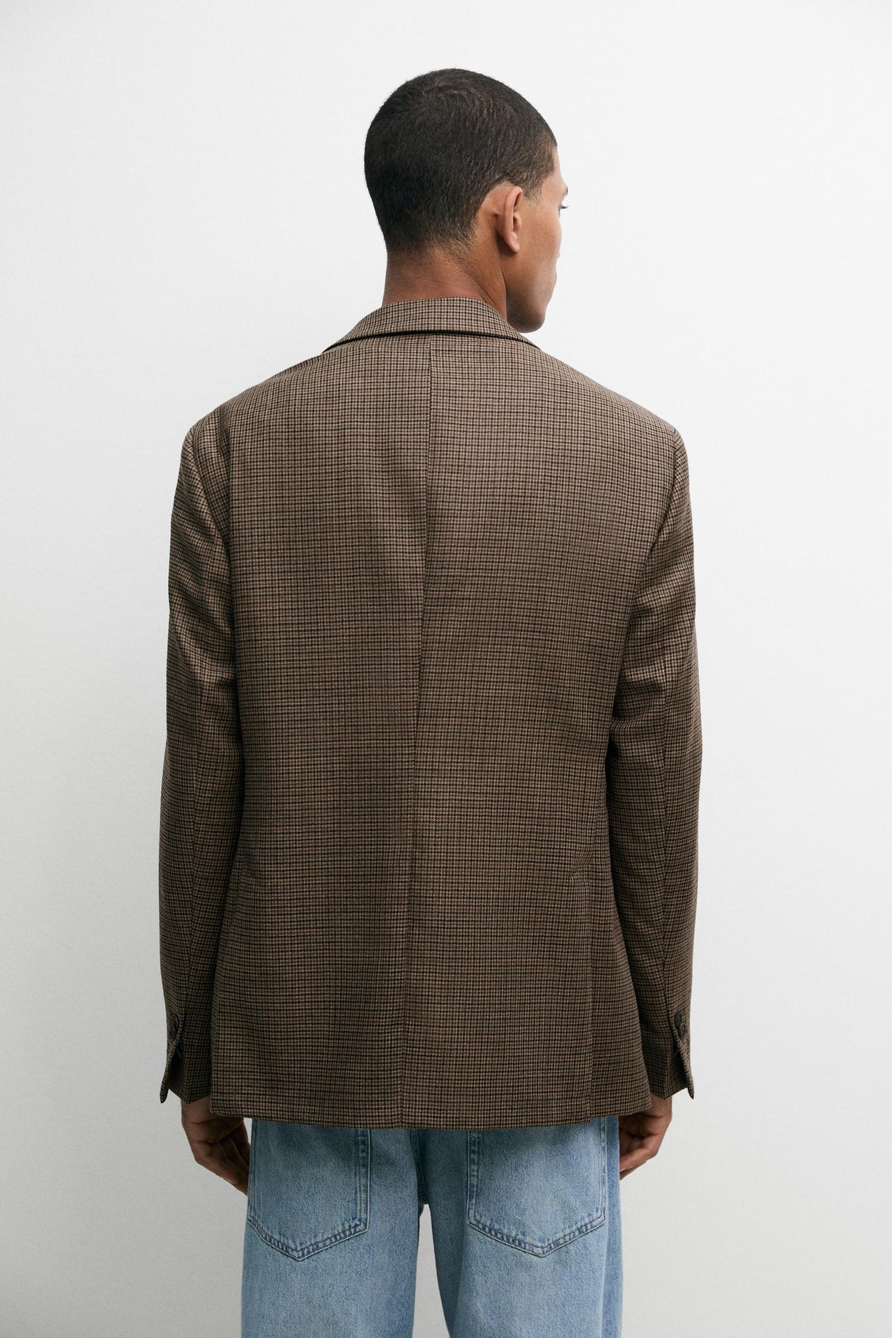 100% wool houndstooth blazer — BEIGE MARL