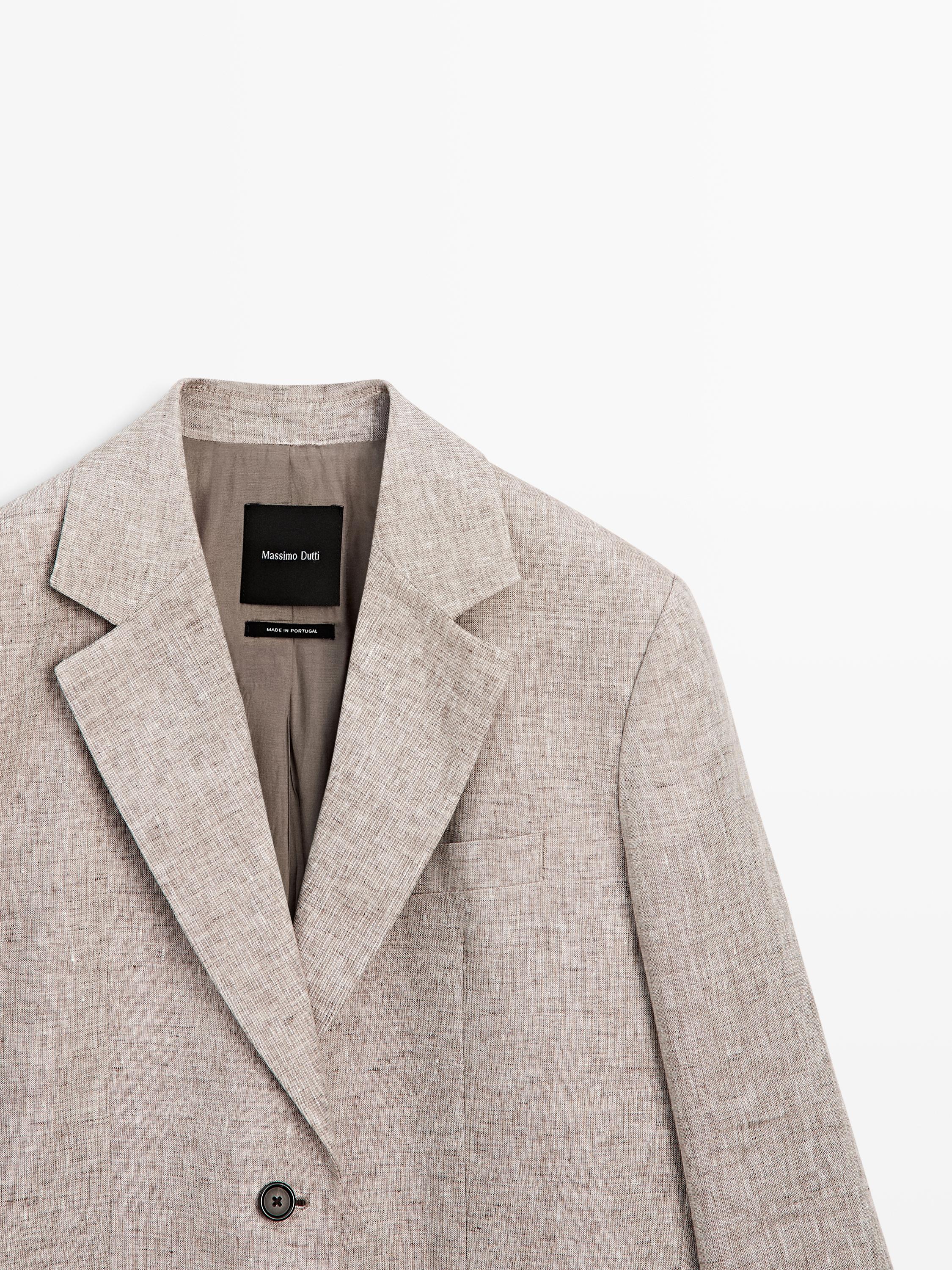 100% linen suit blazer — BEIGE