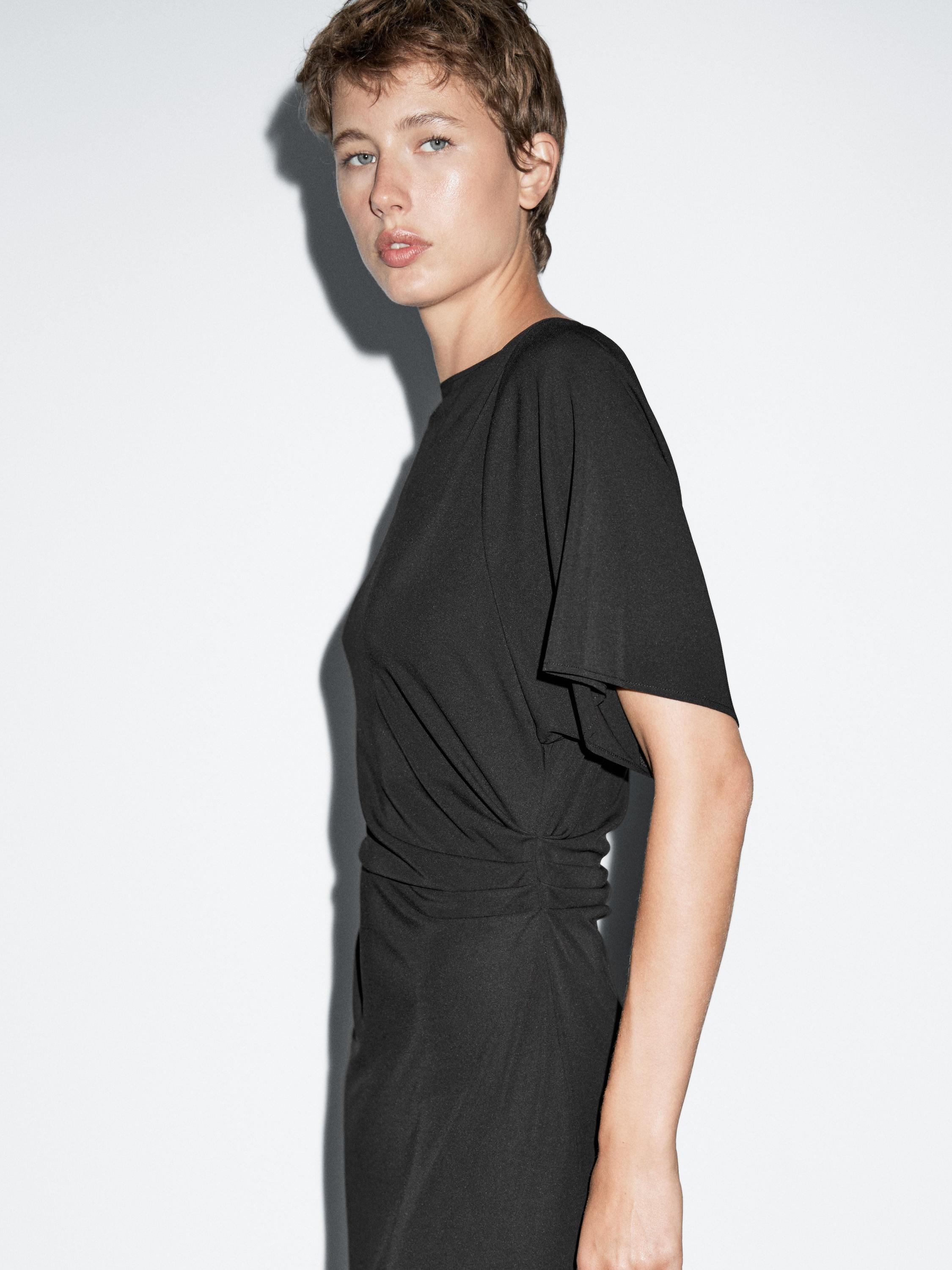 Midi dress with gathered detail