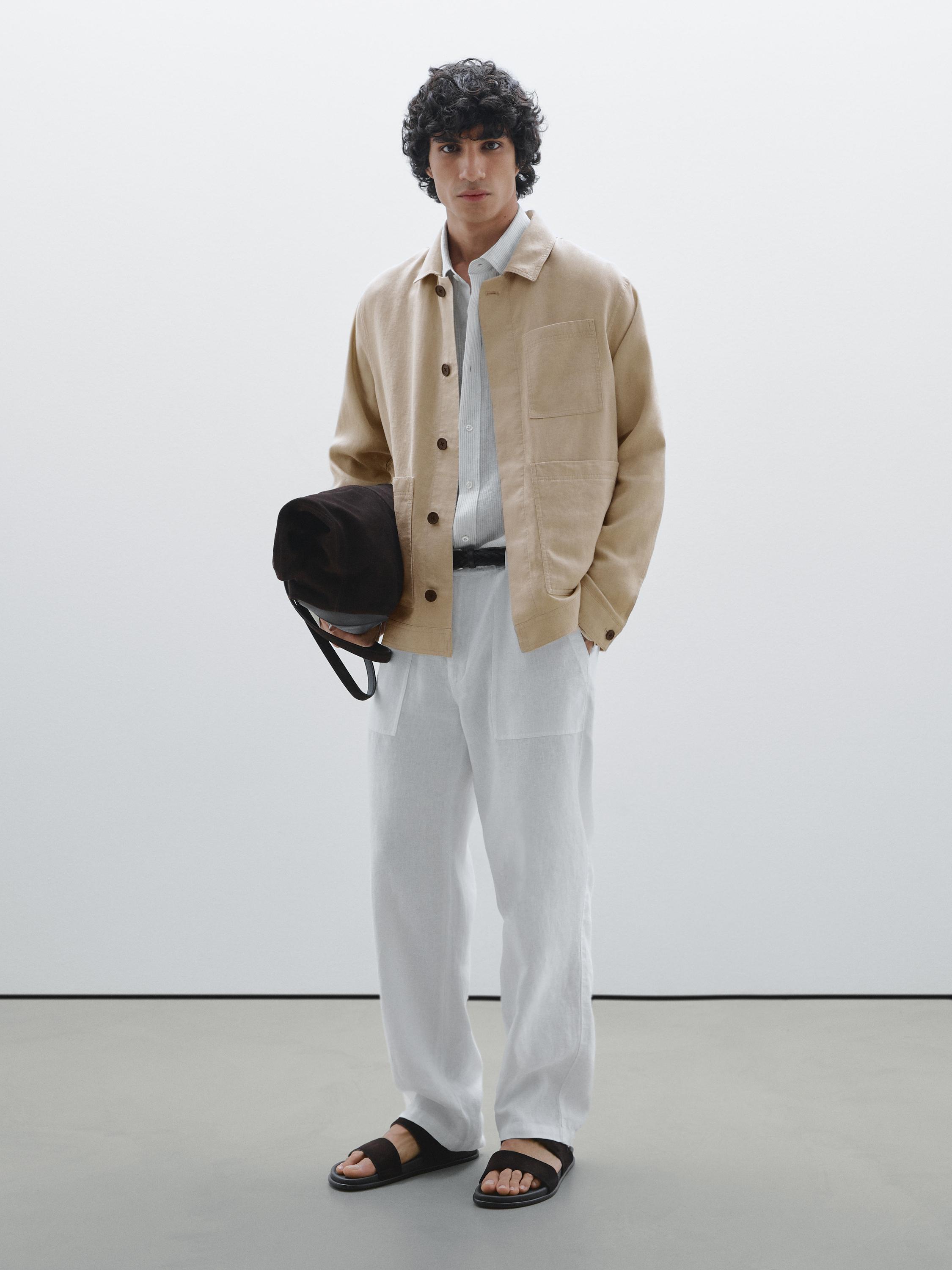 100% linen jogger fit trousers