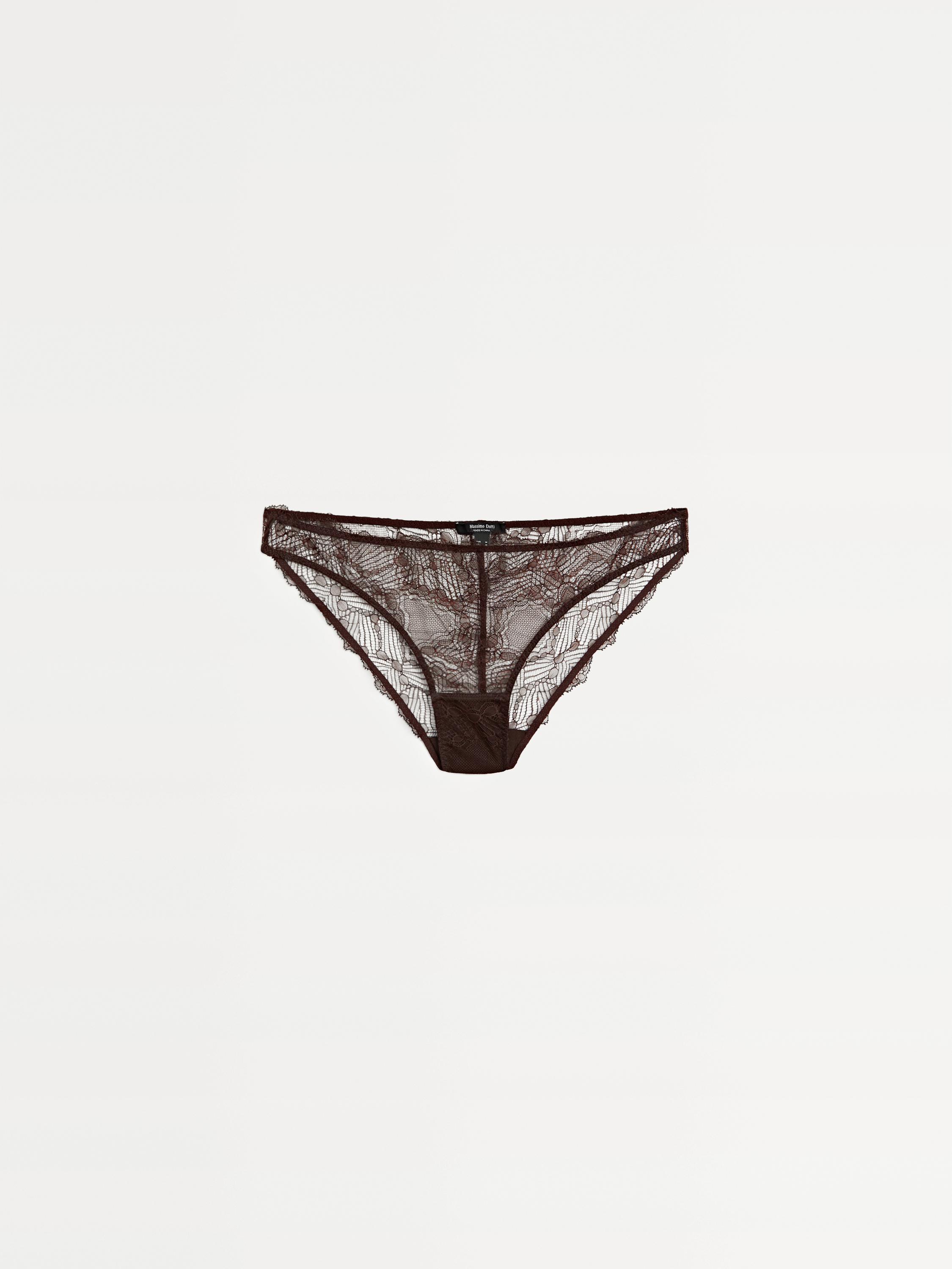 Lace briefs with blonde lace detail — BROWN