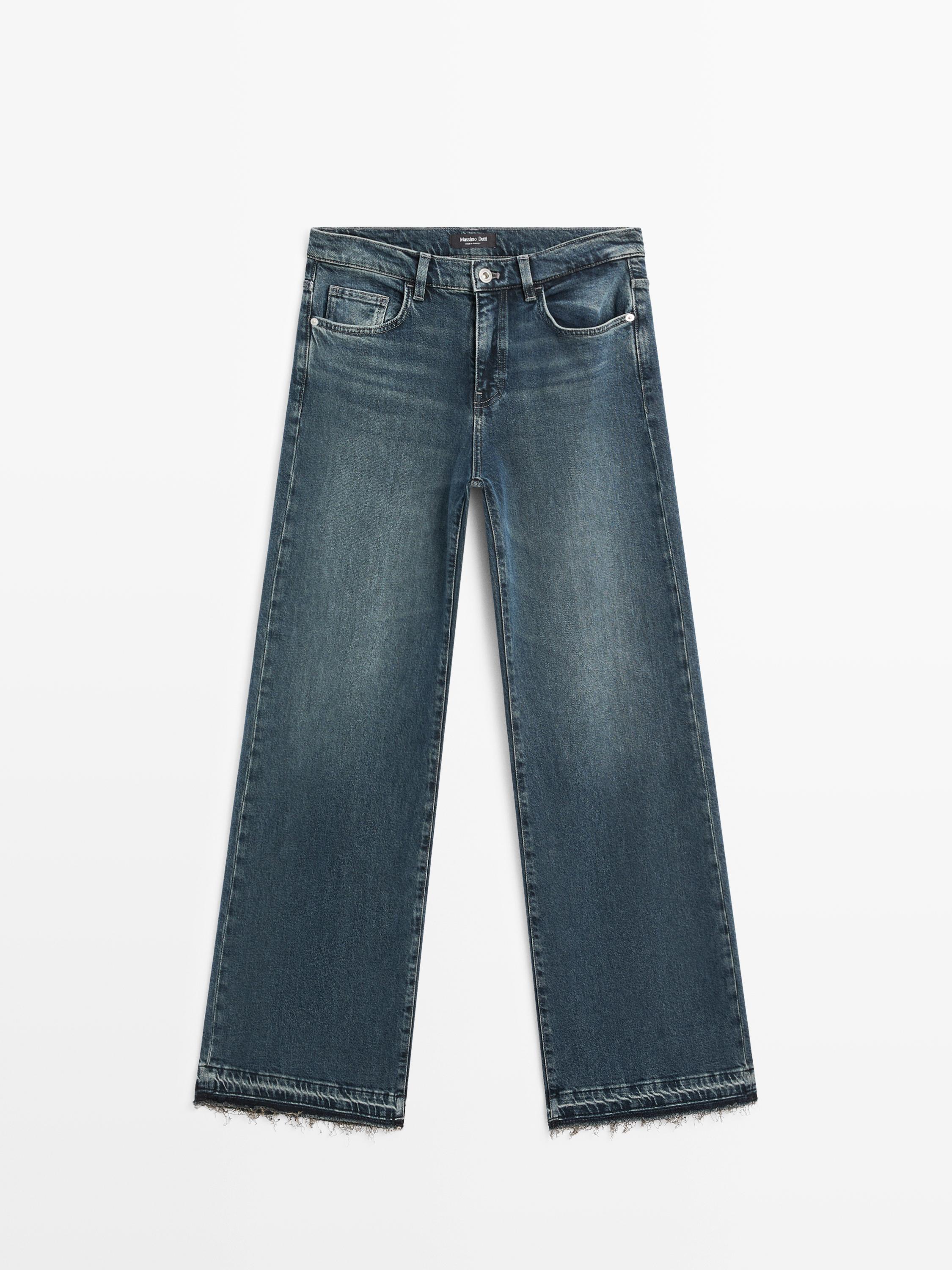 Jeans-Schlaghose mit halbhohem Bund