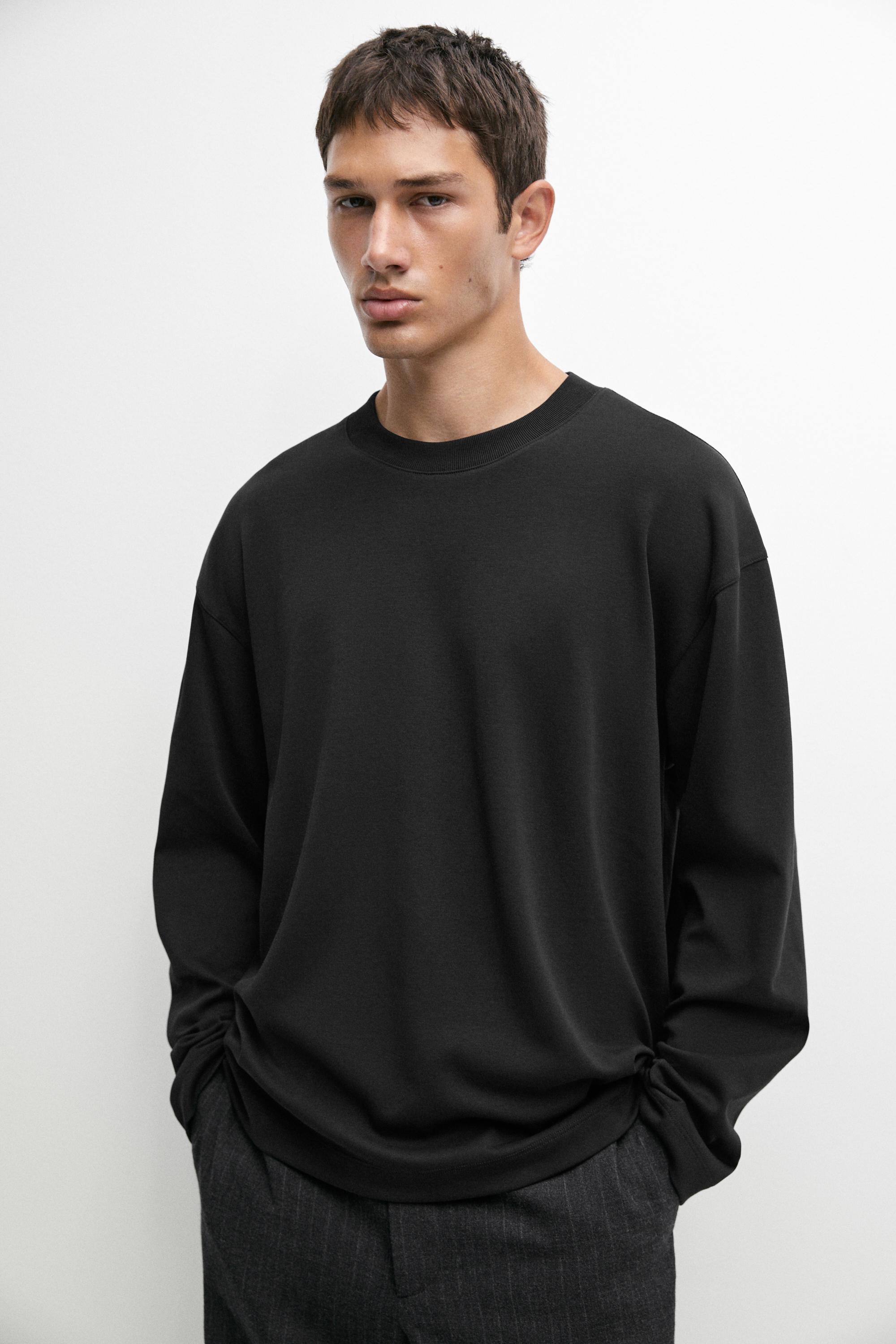 Massimo Dutti %100 pamuklu boxy kesim uzun kollu t-shirt görsel 8