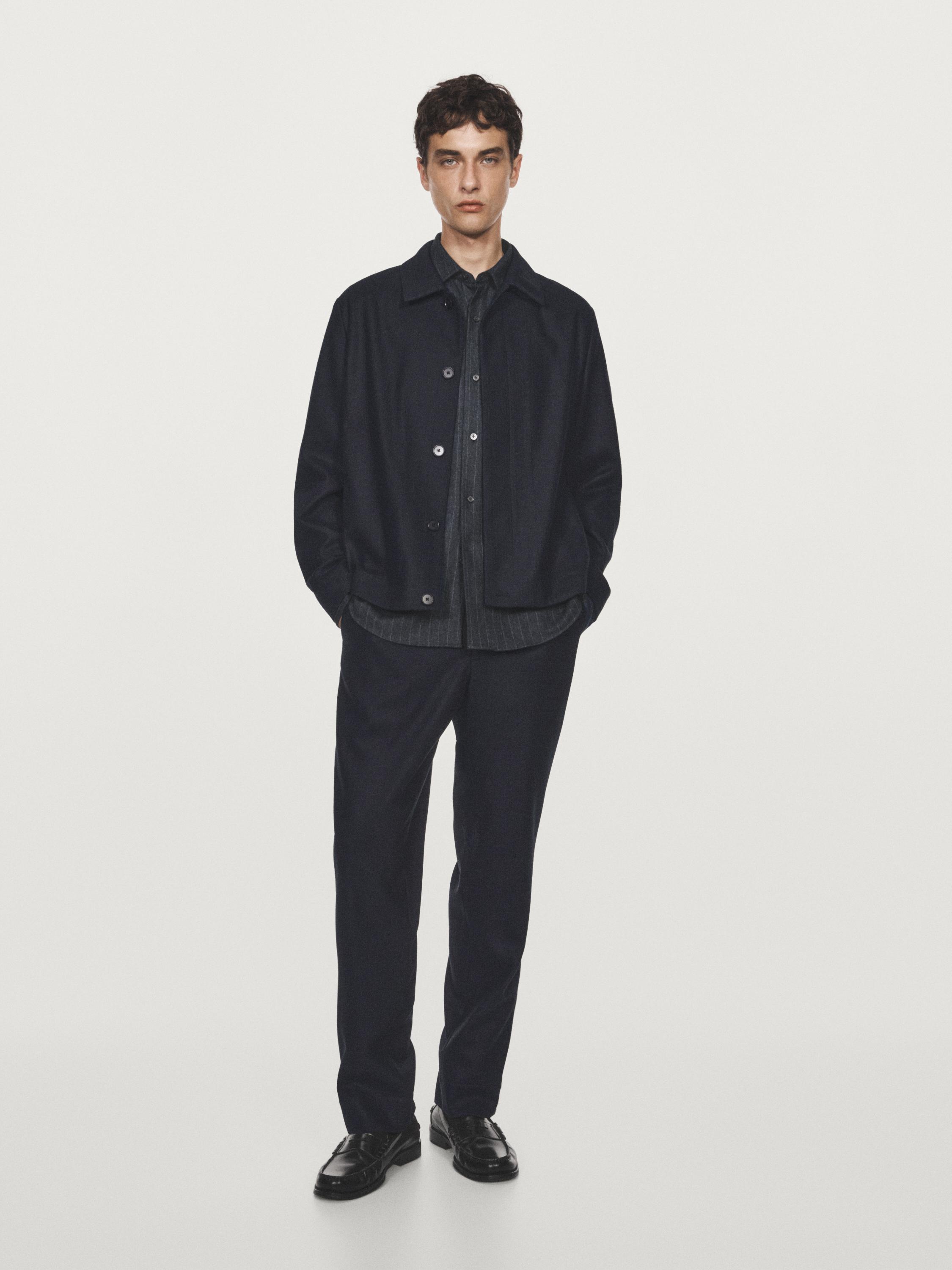 Flanellskjorte i 100 % ull og med kordfløyel-effekt