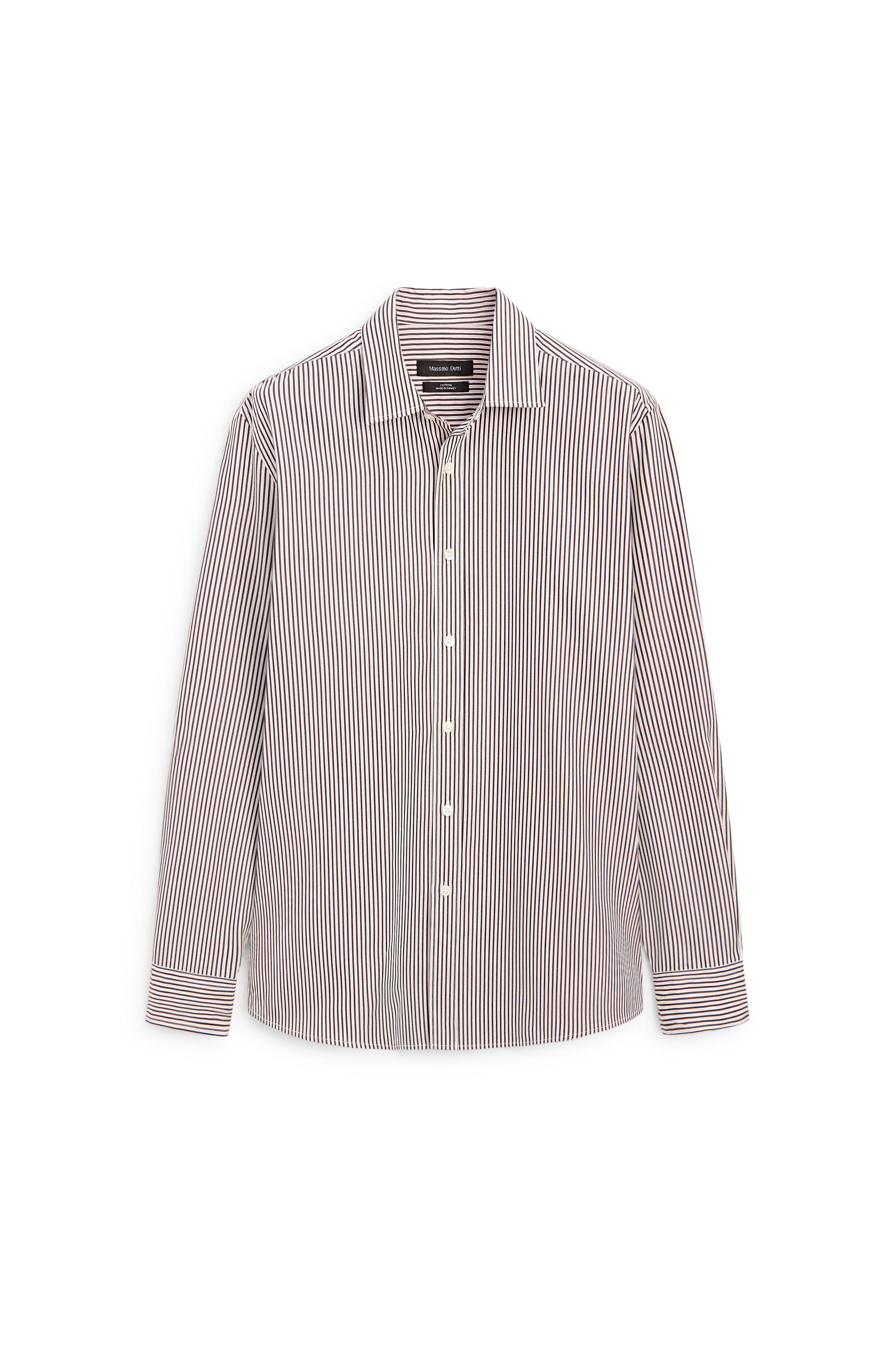 100% cotton regular fit striped shirt — GREEN