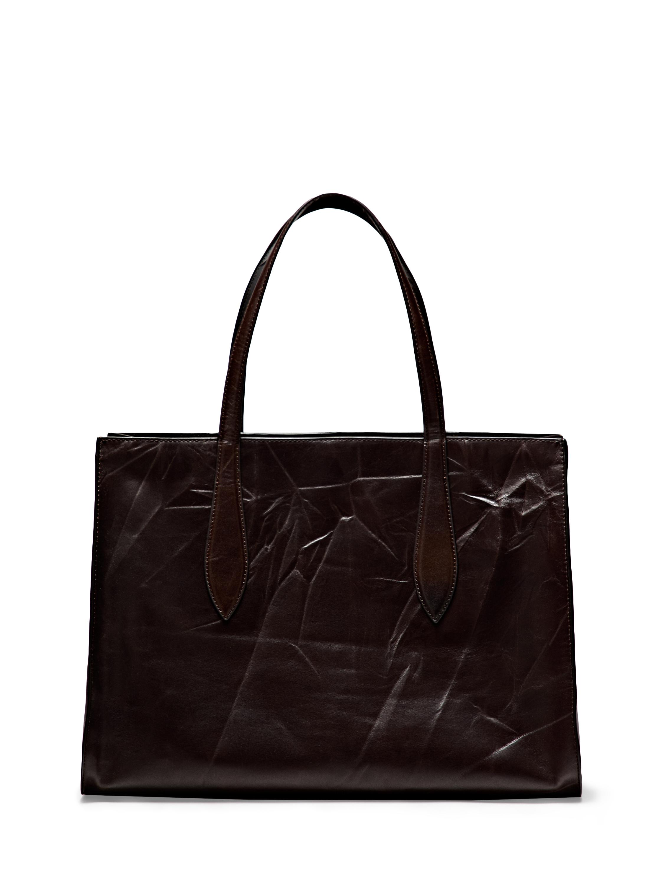 Crackled nappa leather maxi MD ICON bag — BROWN