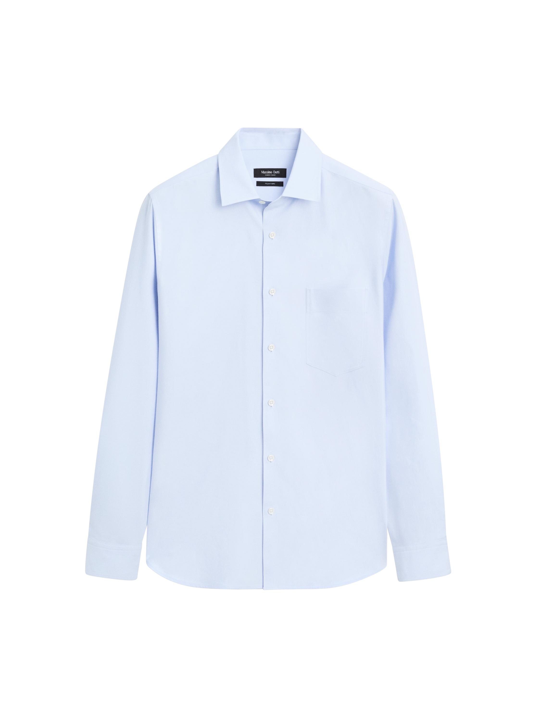 Slim fit cotton blend shirt Sky Blue Shirts | Massimo Dutti Slim fit cotton blend shirt Sky Blue Shirts | Massimo Dutti