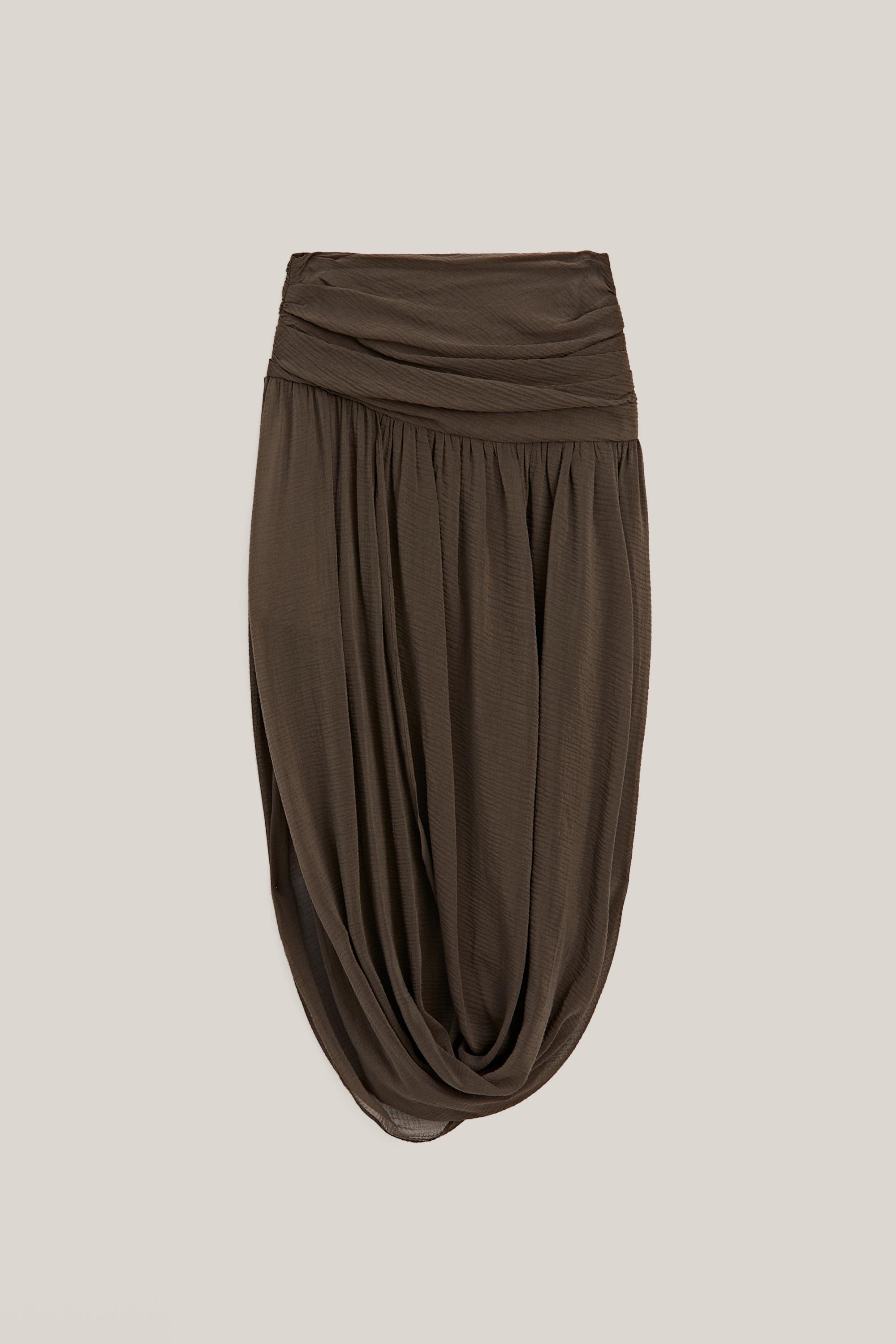 Midi skirt with puff detail - LIMITED EDITION — BROWN
