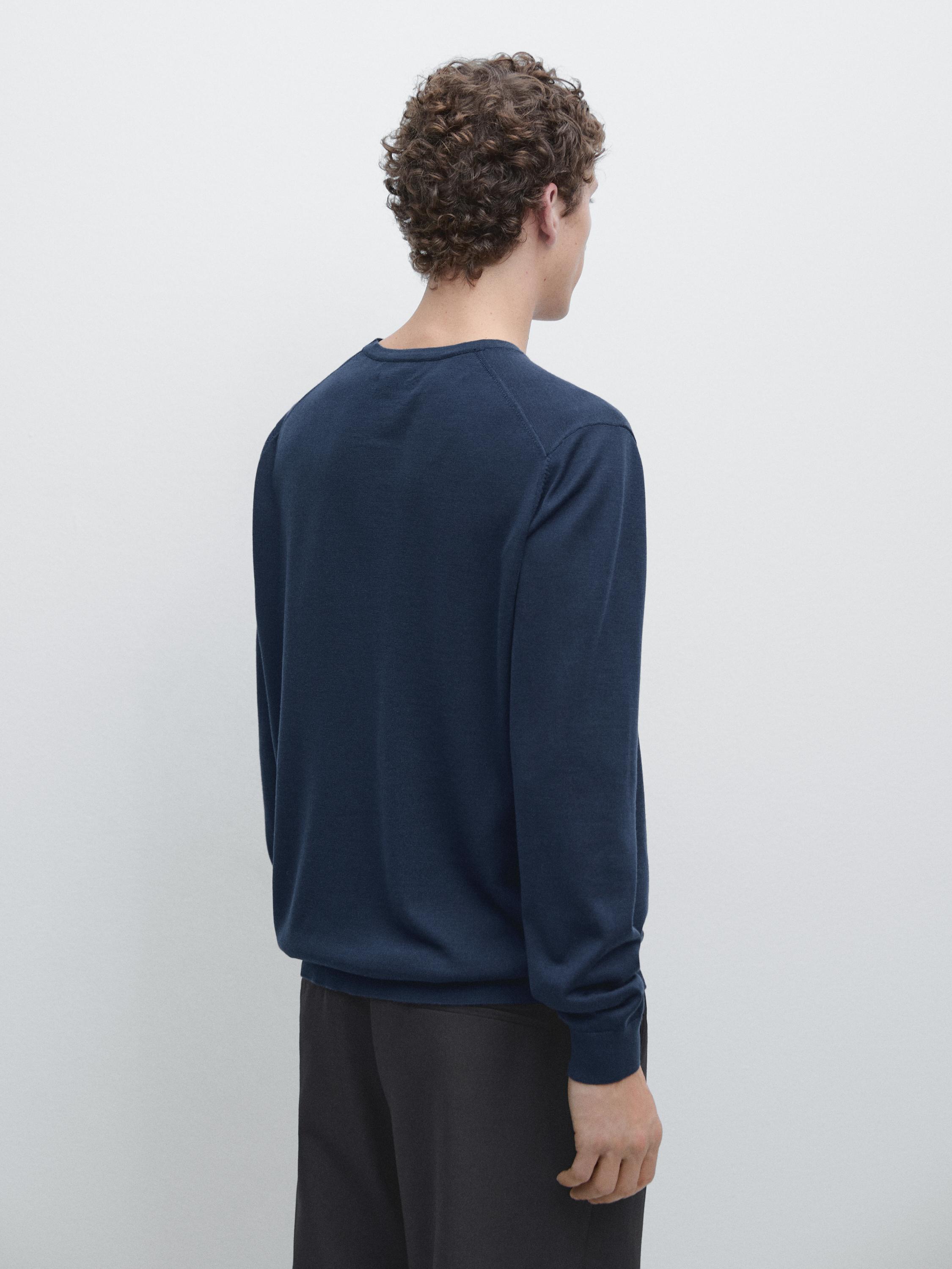 100% merino wool knit sweater — Prussian blue