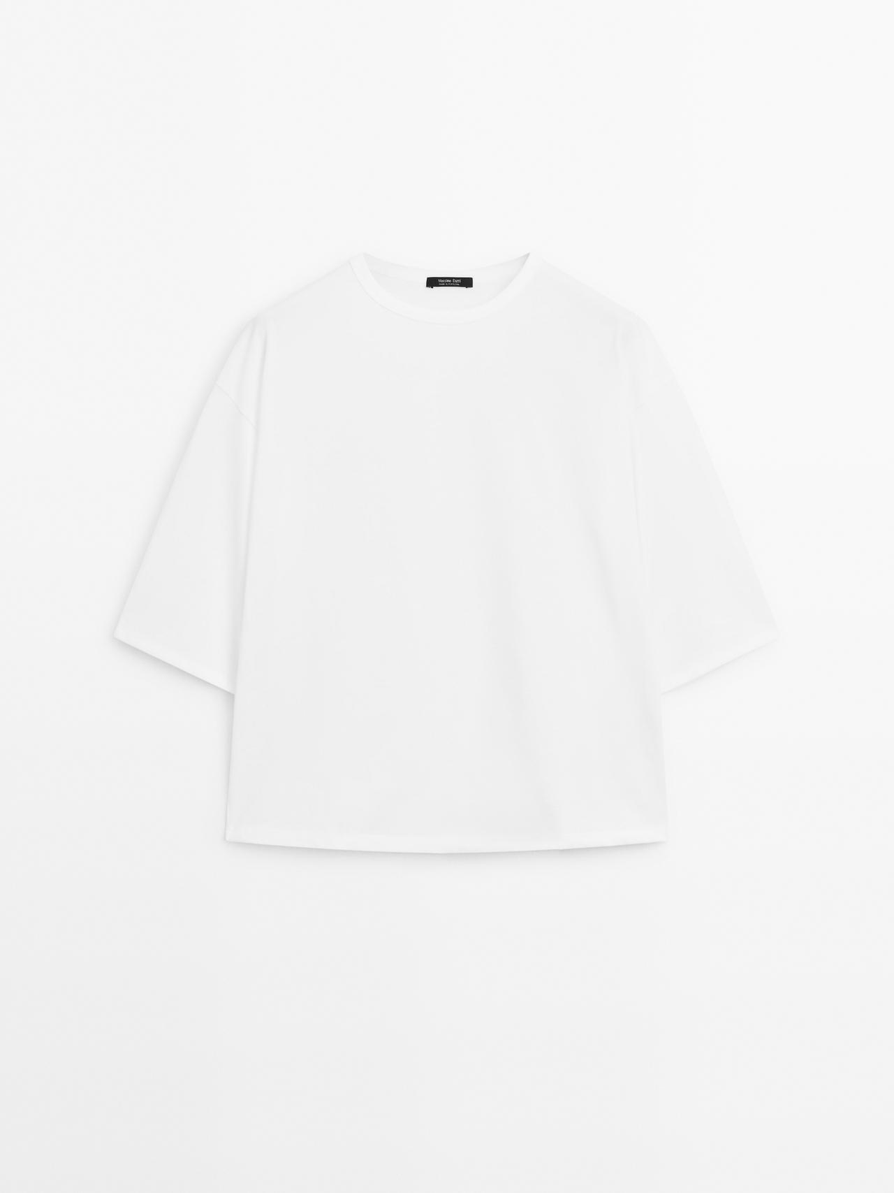 Massimo Dutti - Dame - Oversize Heavy Weight-T-Shirt - Hvid - L