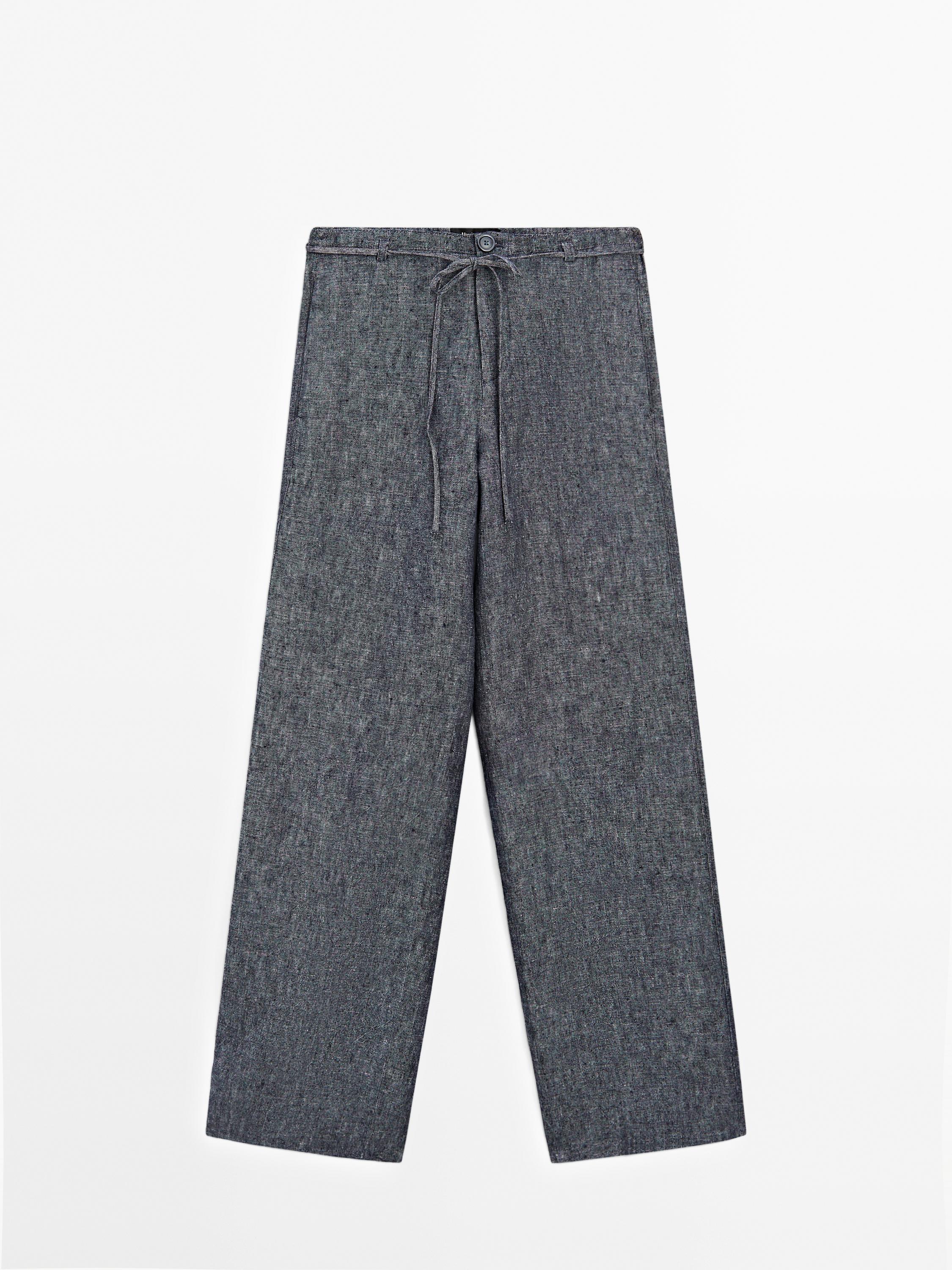 100% linen straight-leg jeans