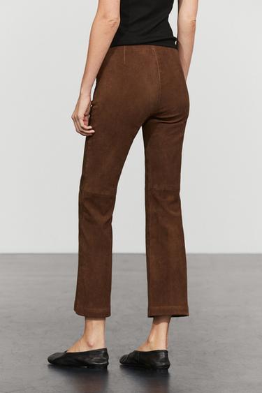 Flare fit suede pants — BROWN 5