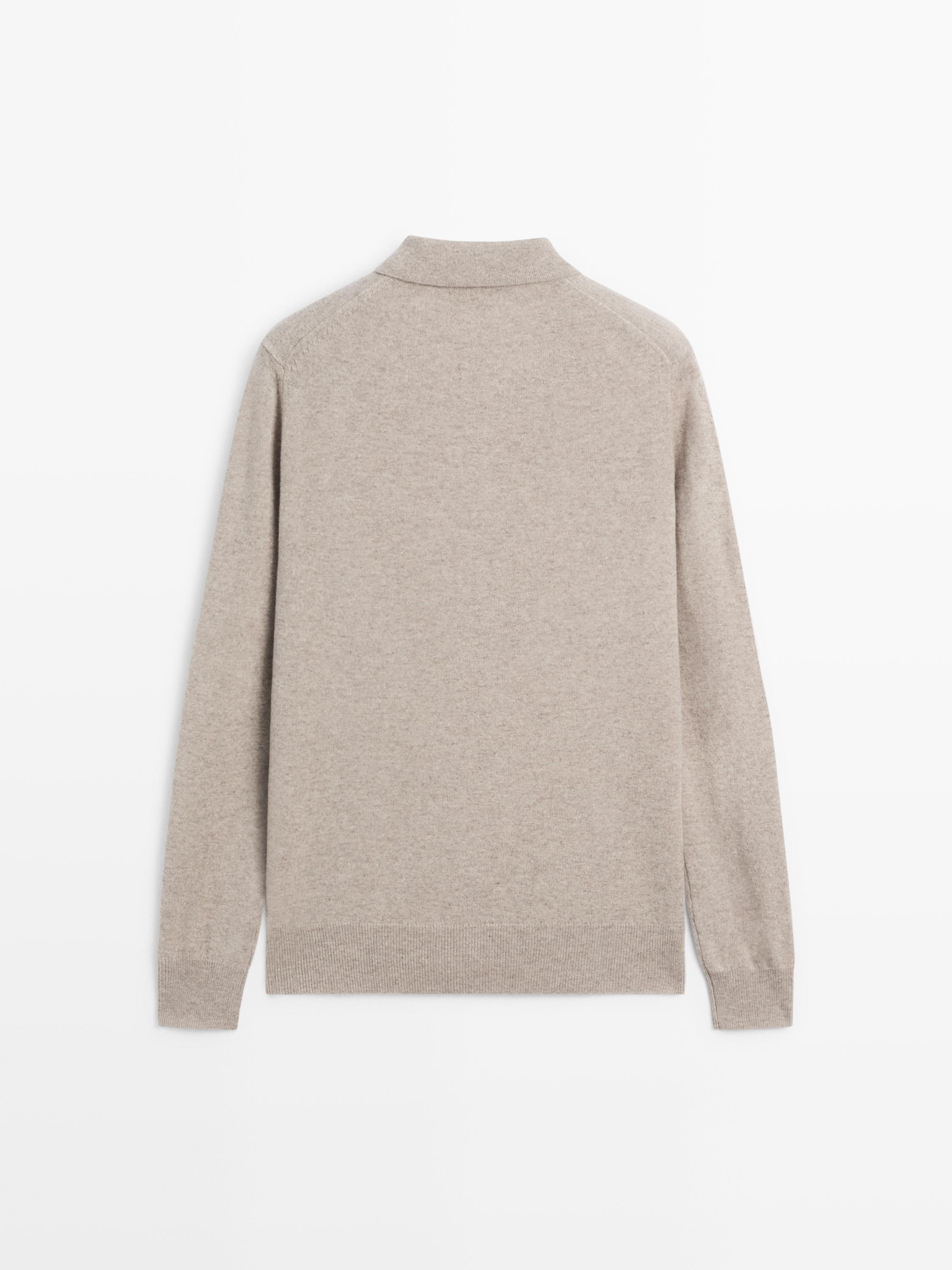 Wool blend knit polo jumper